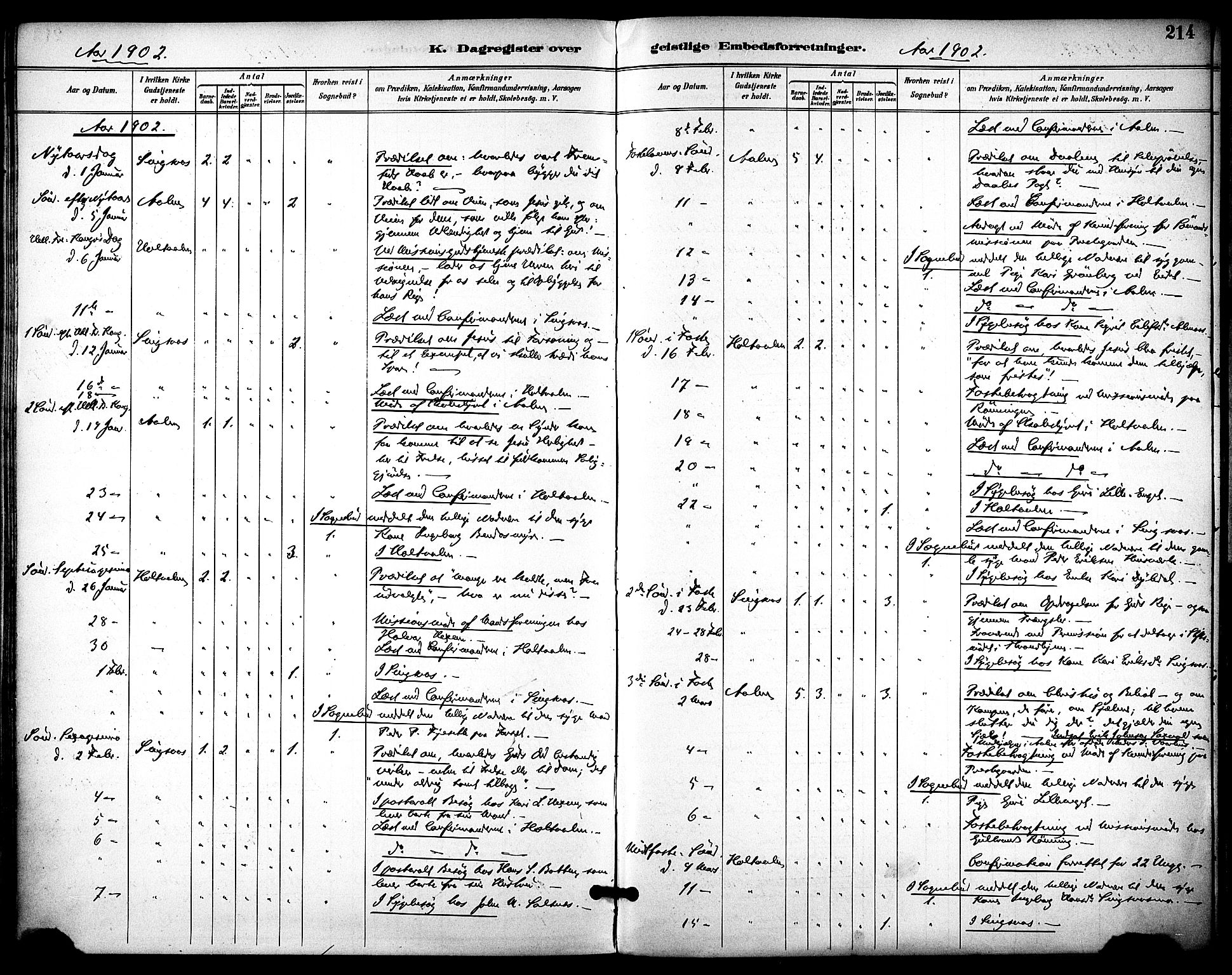 Ministerialprotokoller, klokkerbøker og fødselsregistre - Sør-Trøndelag, AV/SAT-A-1456/686/L0984: Ministerialbok nr. 686A02, 1891-1906, s. 214