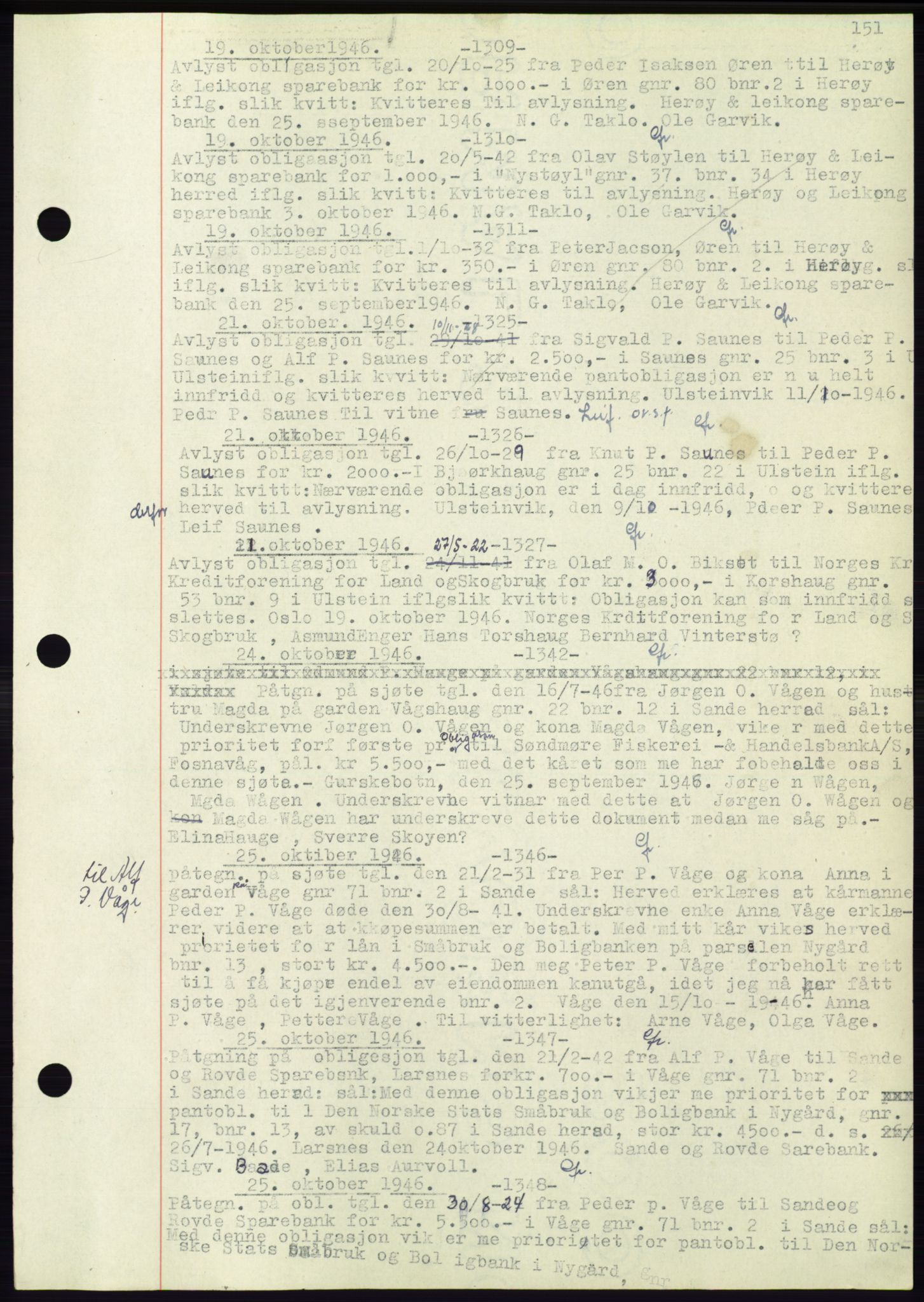 Søre Sunnmøre sorenskriveri, AV/SAT-A-4122/1/2/2C/L0072: Pantebok nr. 66, 1941-1955, Dagboknr: 1309/1946