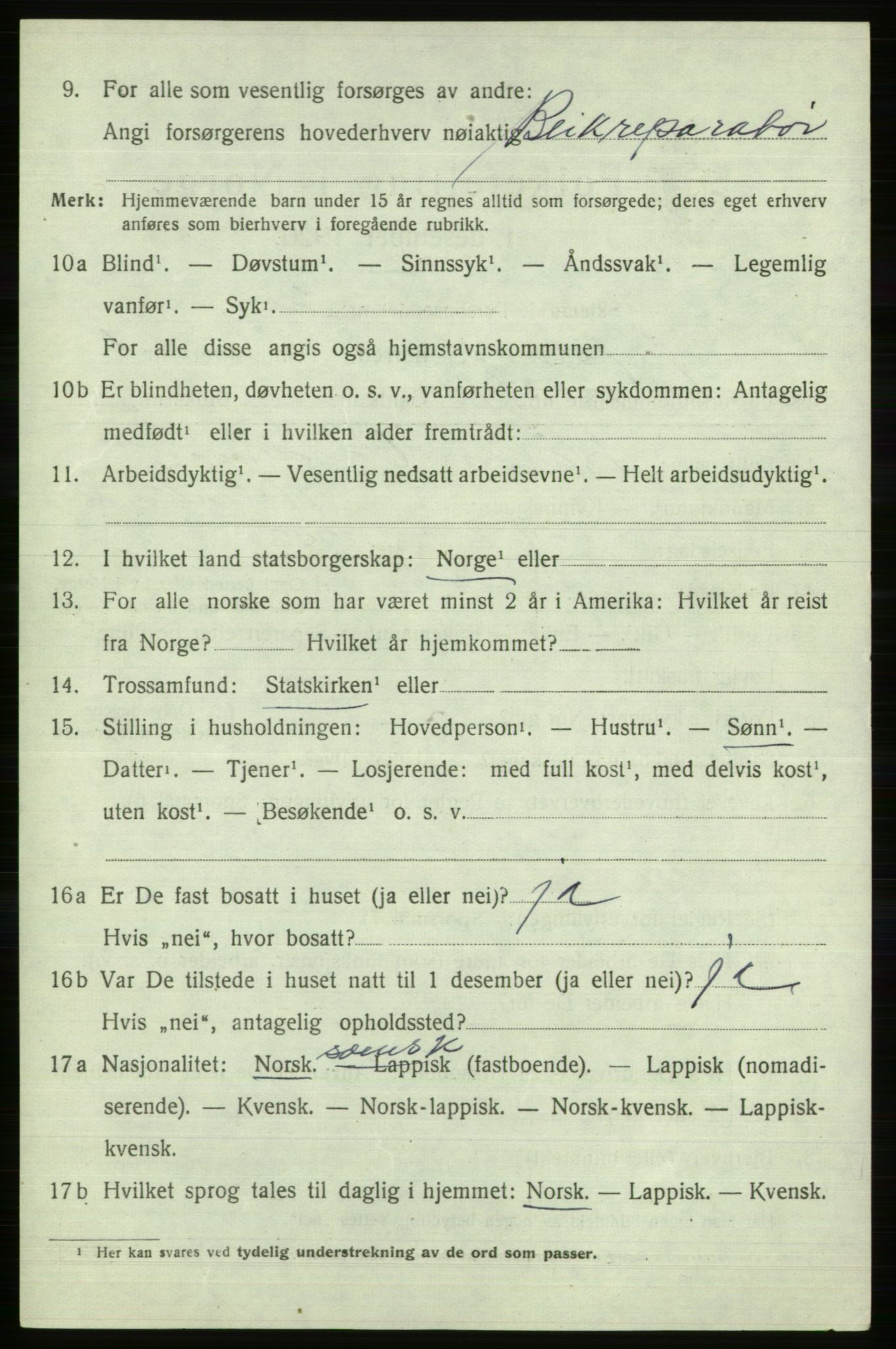 SATØ, Folketelling 1920 for 2019 Kjelvik herred, 1920, s. 5328