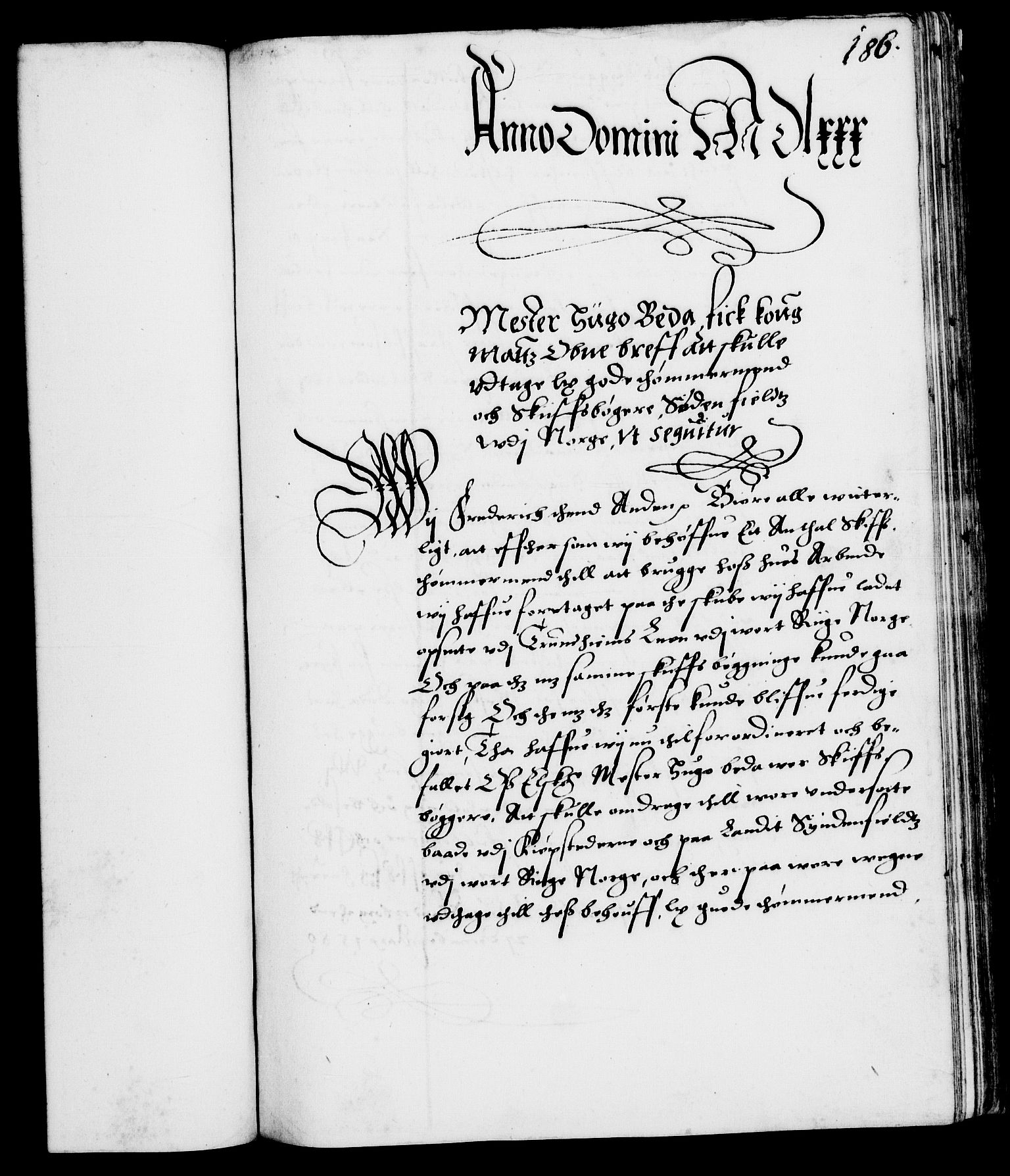 Danske Kanselli 1572-1799, AV/RA-EA-3023/F/Fc/Fca/Fcab/L0001: Norske tegnelser (mikrofilm), 1572-1588, s. 186a