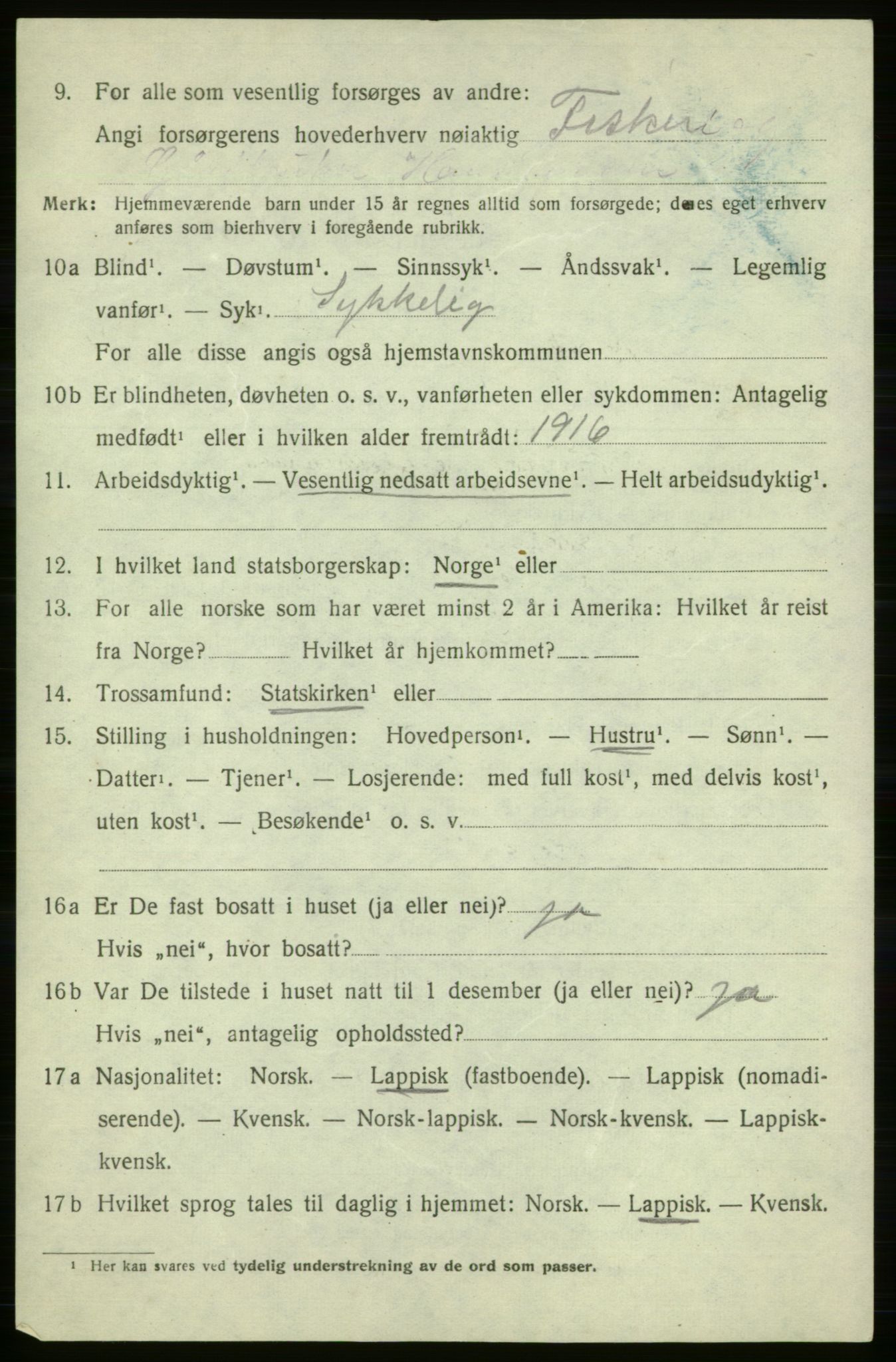 SATØ, Folketelling 1920 for 2020 Kistrand herred, 1920, s. 2773