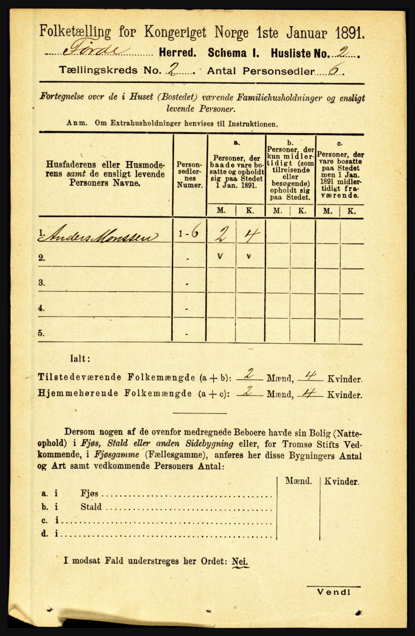 RA, Folketelling 1891 for 1432 Førde herred, 1891, s. 405