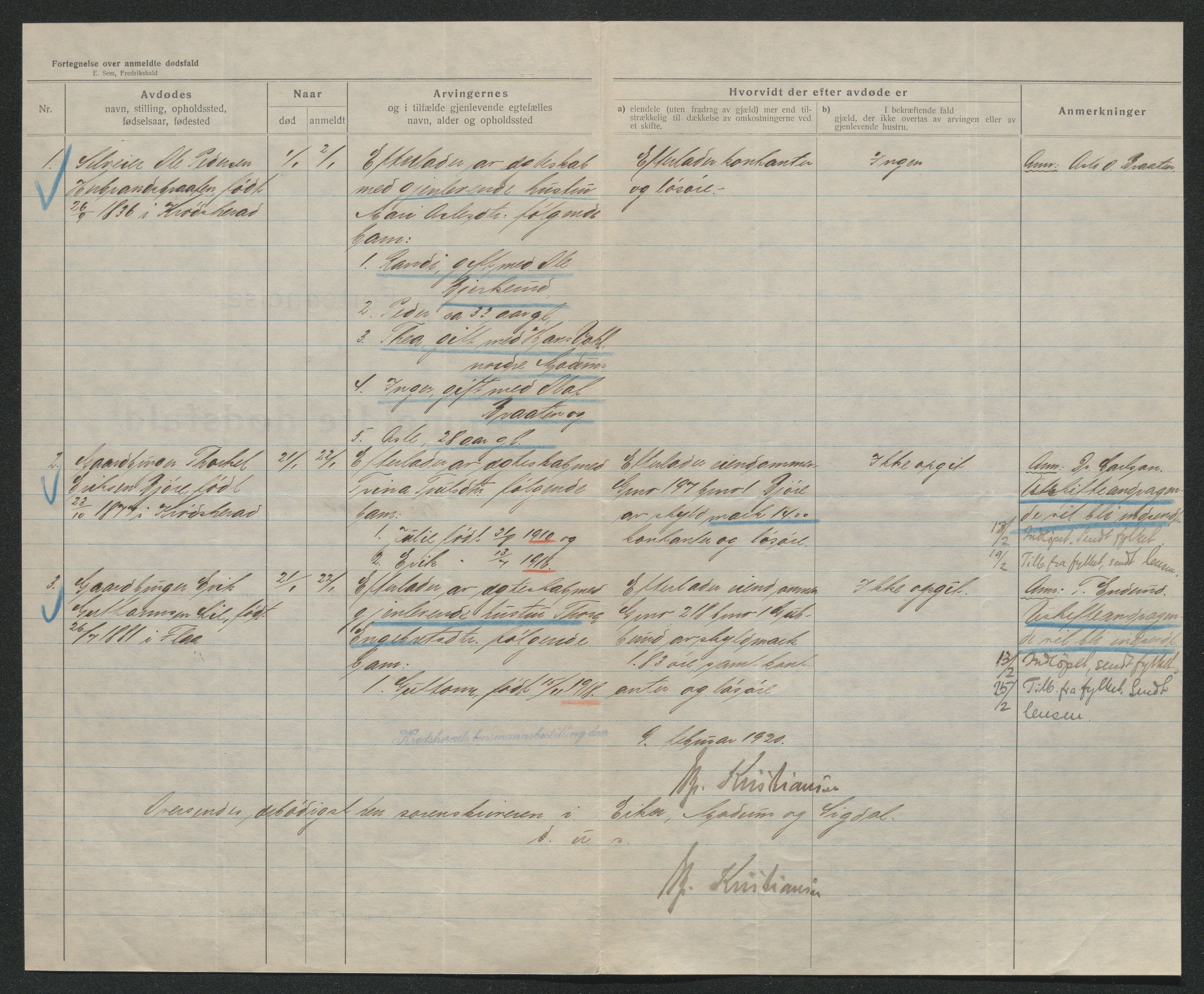 Eiker, Modum og Sigdal sorenskriveri, AV/SAKO-A-123/H/Ha/Hab/L0040: Dødsfallsmeldinger, 1920-1921, s. 268