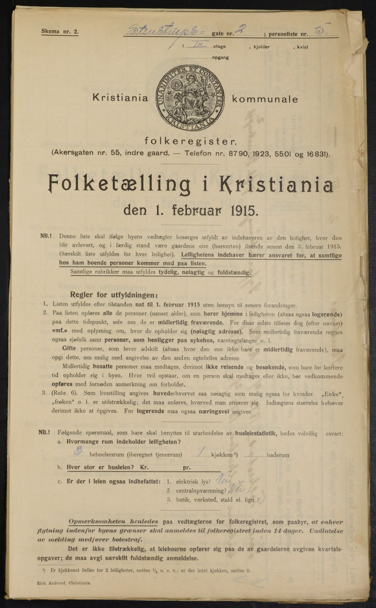 OBA, Kommunal folketelling 1.2.1915 for Kristiania, 1915, s. 100814