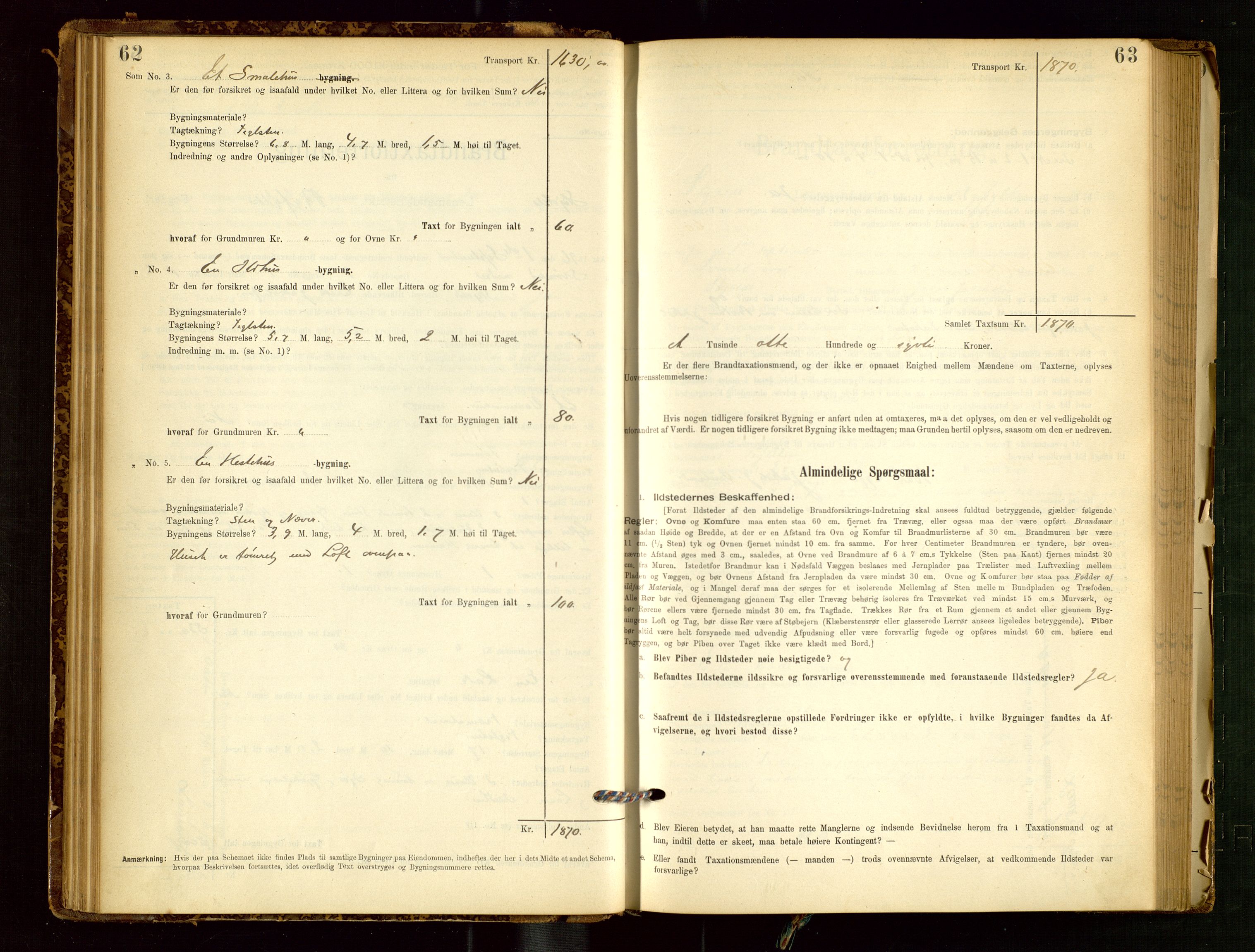 Skjold lensmannskontor, AV/SAST-A-100182/Gob/L0001: "Brandtaxationsprotokol for Skjold Lensmandsdistrikt Ryfylke Fogderi", 1894-1939, s. 62-63