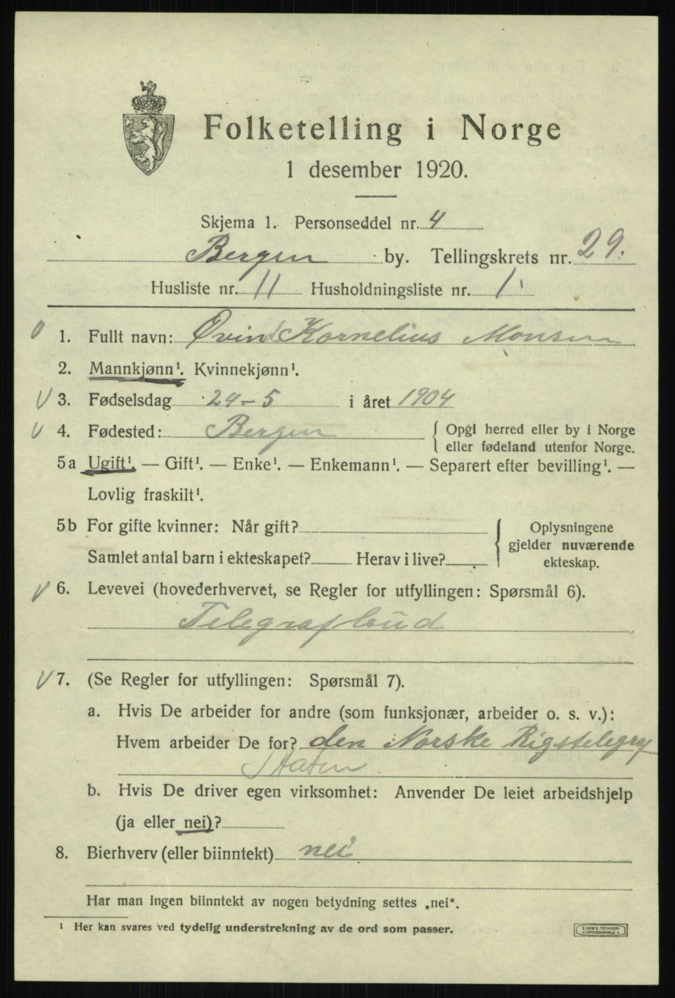 SAB, Folketelling 1920 for 1301 Bergen kjøpstad, 1920, s. 94117