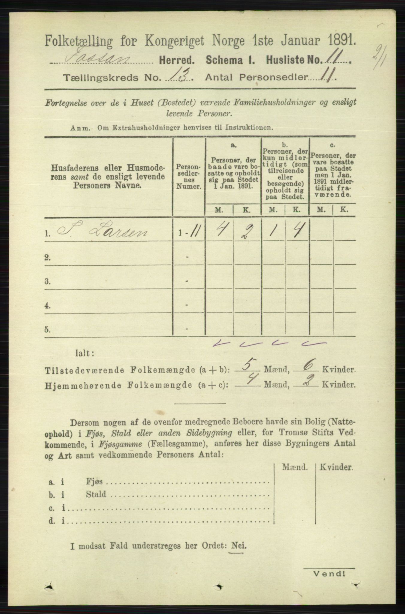 RA, Folketelling 1891 for 1129 Forsand herred, 1891, s. 2035