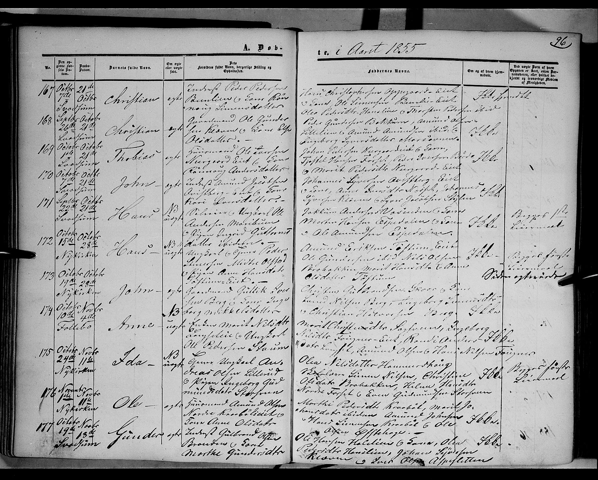 Gausdal prestekontor, AV/SAH-PREST-090/H/Ha/Haa/L0008: Ministerialbok nr. 8, 1850-1861, s. 96