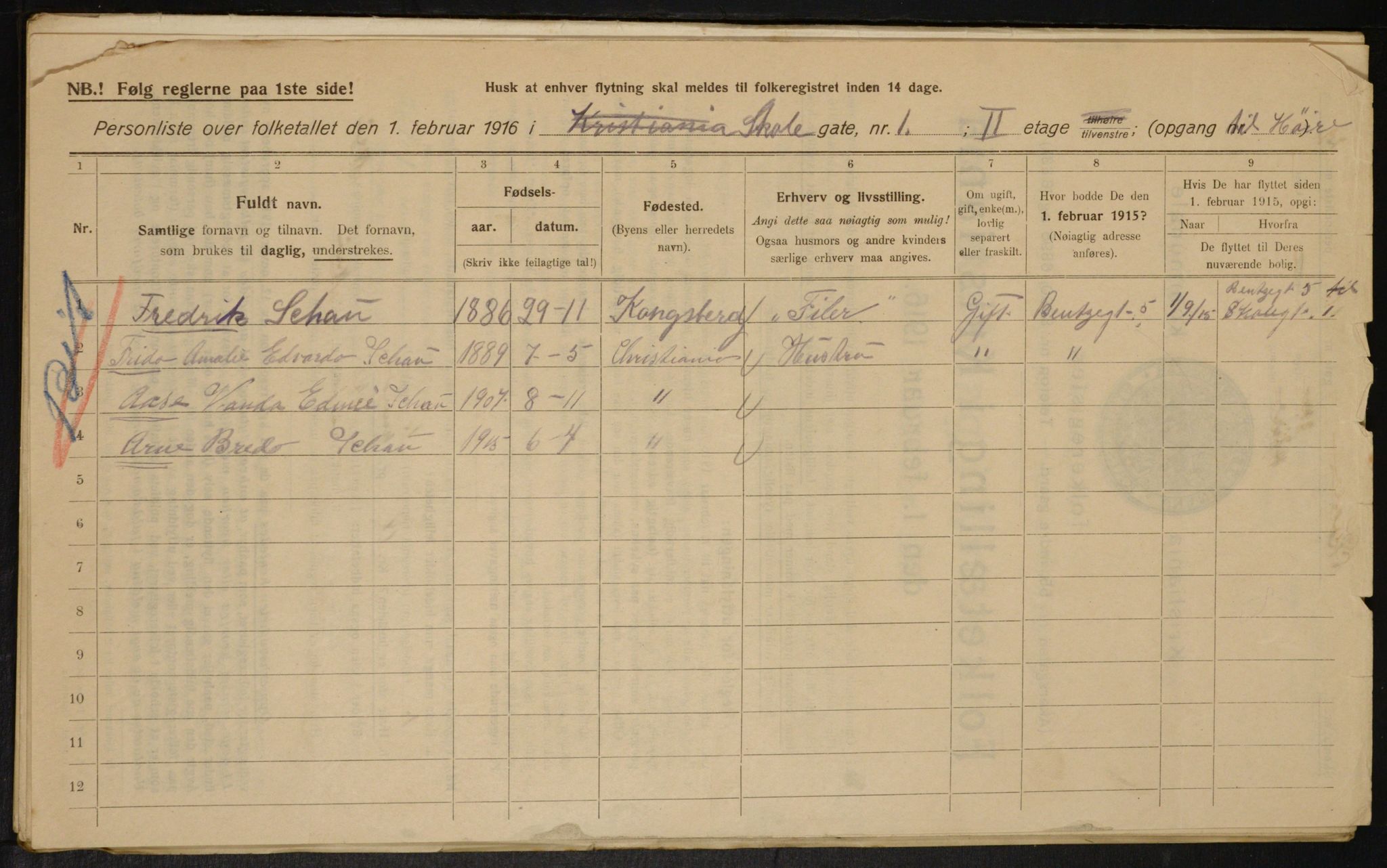 OBA, Kommunal folketelling 1.2.1916 for Kristiania, 1916, s. 98658