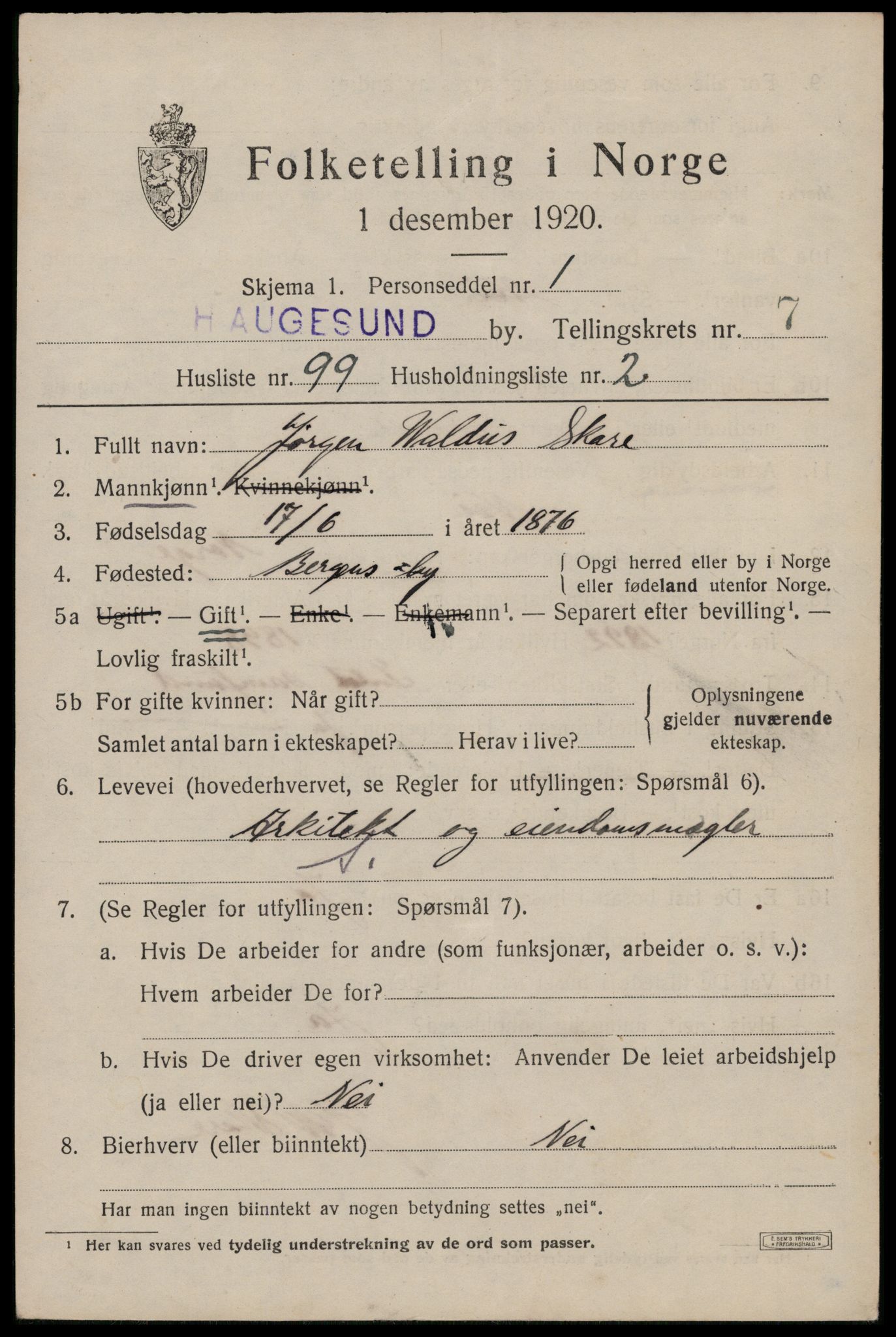 SAST, Folketelling 1920 for 1106 Haugesund kjøpstad, 1920, s. 26801