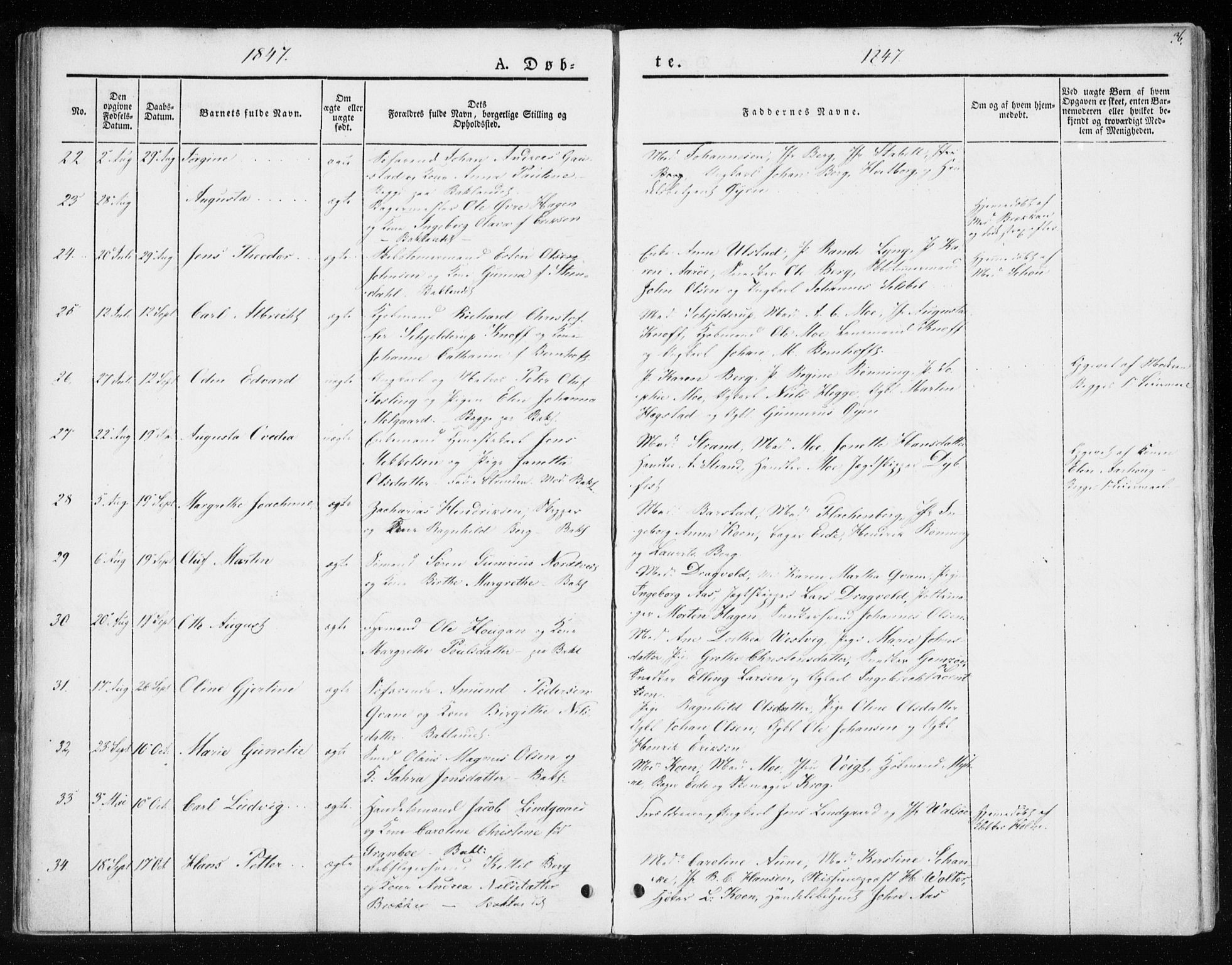 Ministerialprotokoller, klokkerbøker og fødselsregistre - Sør-Trøndelag, SAT/A-1456/604/L0183: Ministerialbok nr. 604A04, 1841-1850, s. 36