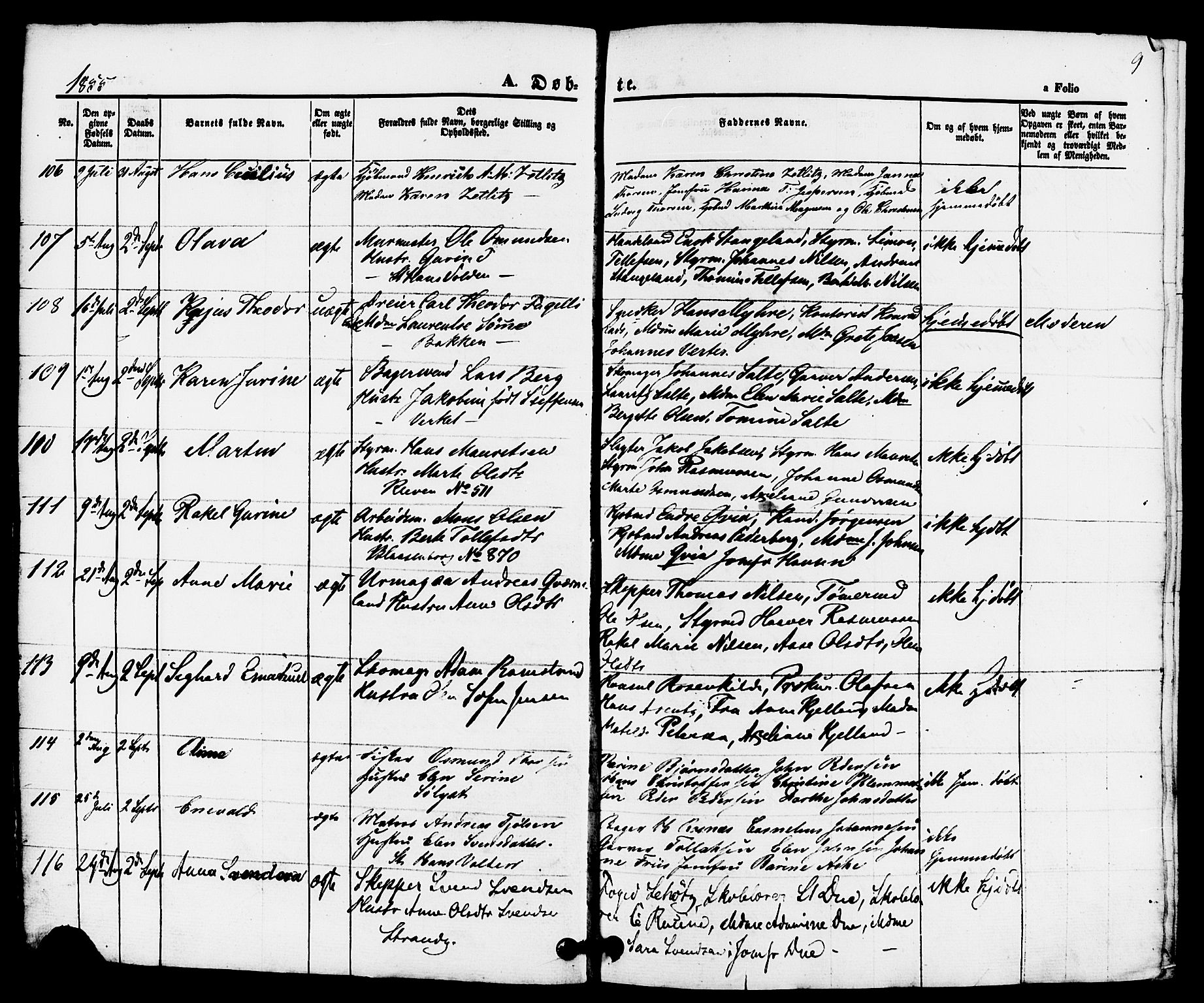 Domkirken sokneprestkontor, AV/SAST-A-101812/001/30/30BB/L0010: Klokkerbok nr. B 10, 1855-1860, s. 9