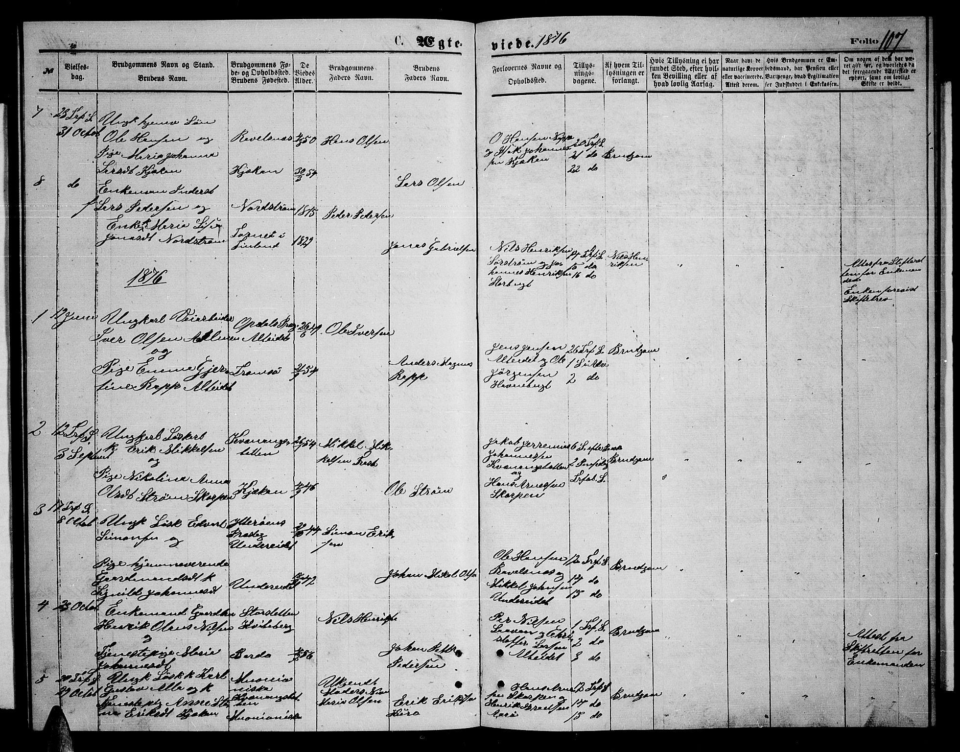 Skjervøy sokneprestkontor, AV/SATØ-S-1300/H/Ha/Hab/L0014klokker: Klokkerbok nr. 14, 1871-1877, s. 107