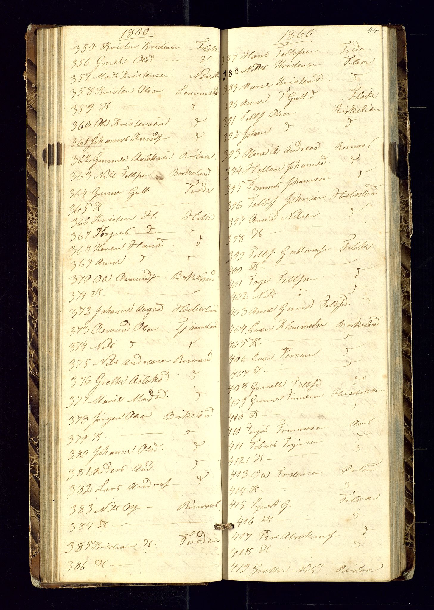 Birkenes sokneprestkontor, AV/SAK-1111-0004/F/Fc/L0004: Kommunikantprotokoll nr. C-4, 1858-1866, s. 44