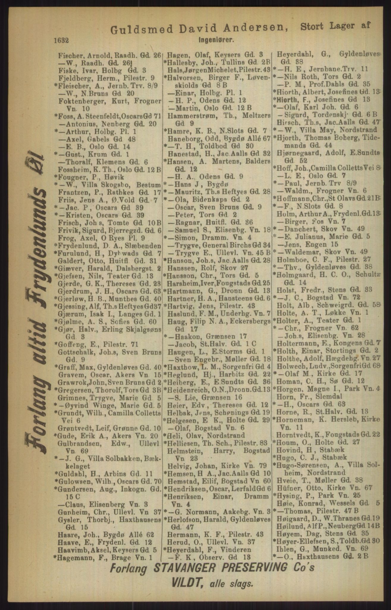 Kristiania/Oslo adressebok, PUBL/-, 1911, s. 1632