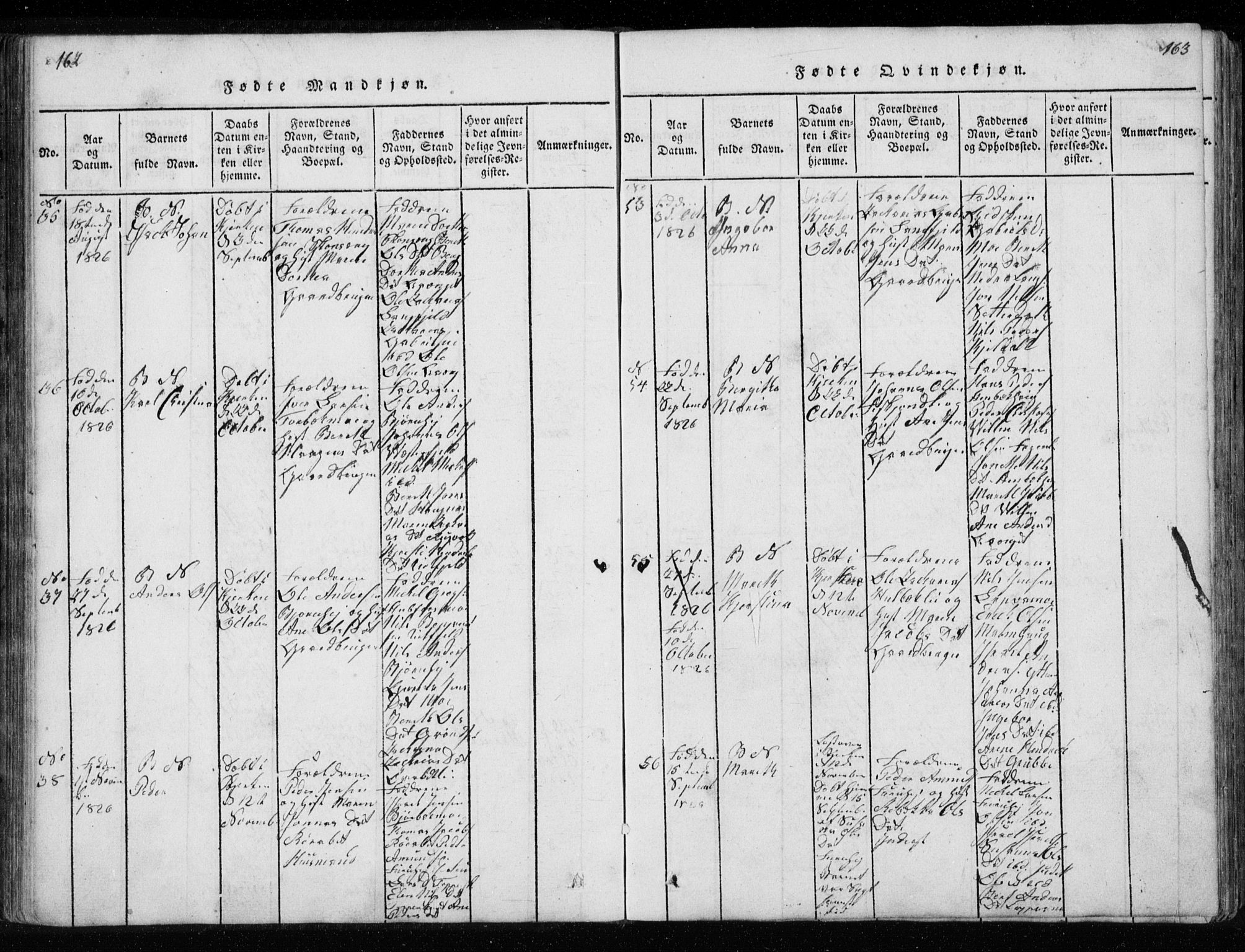 Ministerialprotokoller, klokkerbøker og fødselsregistre - Nordland, AV/SAT-A-1459/827/L0412: Klokkerbok nr. 827C01, 1820-1841, s. 162-163