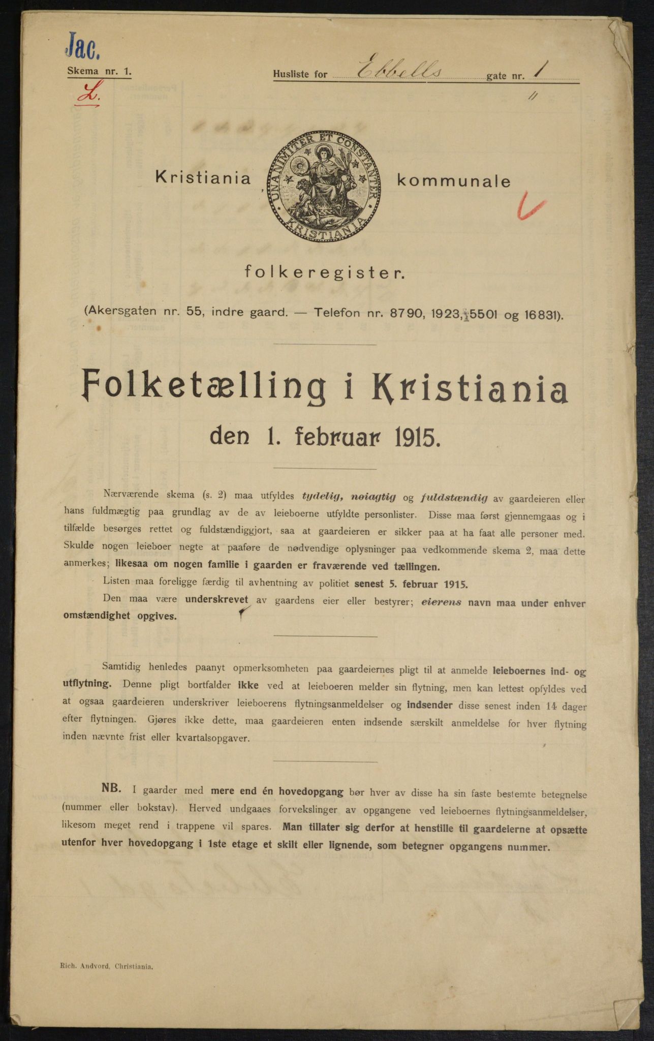 OBA, Kommunal folketelling 1.2.1915 for Kristiania, 1915, s. 17546