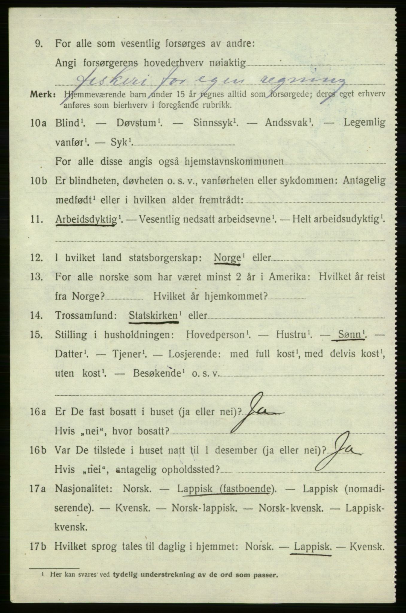 SATØ, Folketelling 1920 for 2017 Kvalsund herred, 1920, s. 2427