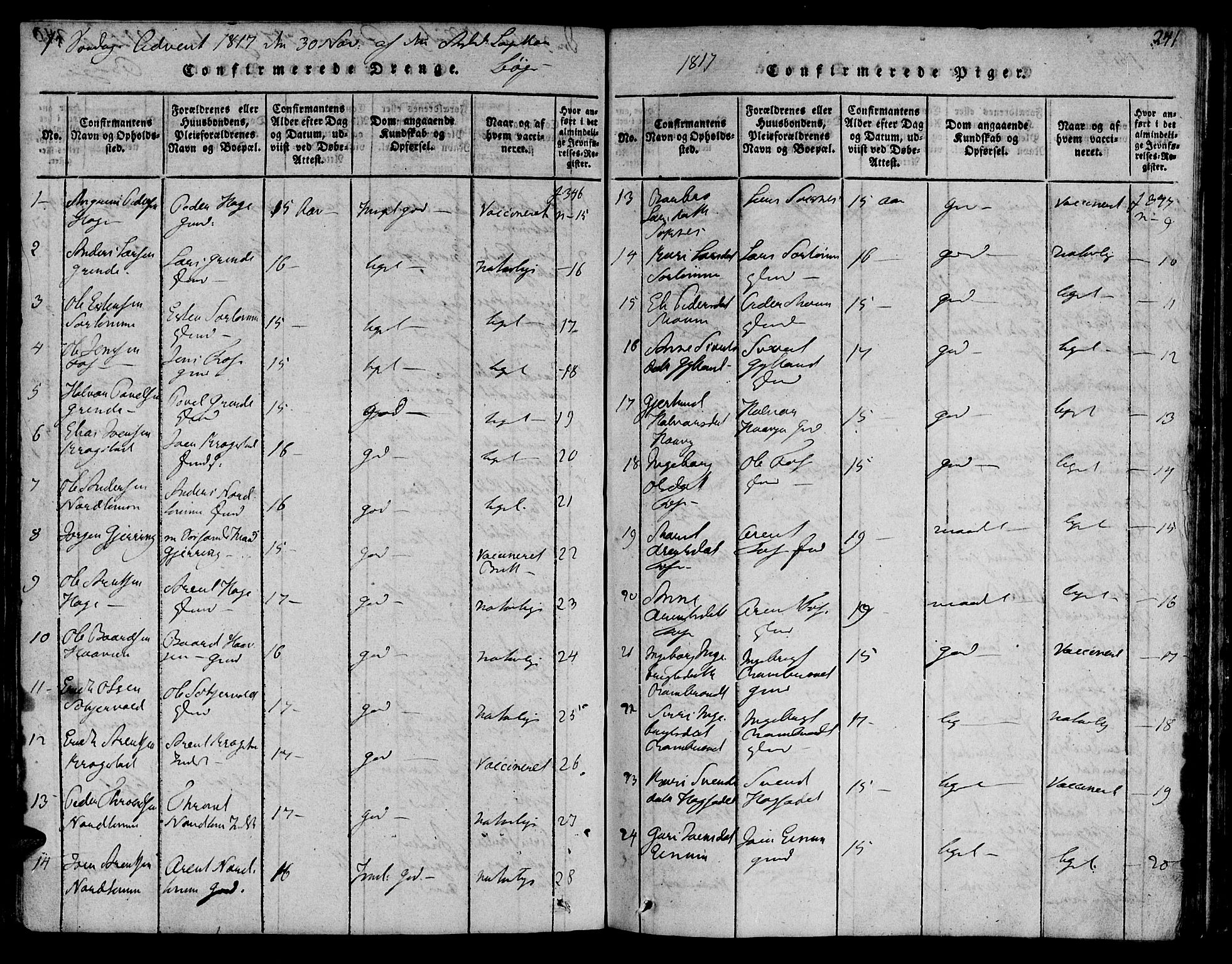 Ministerialprotokoller, klokkerbøker og fødselsregistre - Sør-Trøndelag, AV/SAT-A-1456/692/L1102: Ministerialbok nr. 692A02, 1816-1842, s. 241