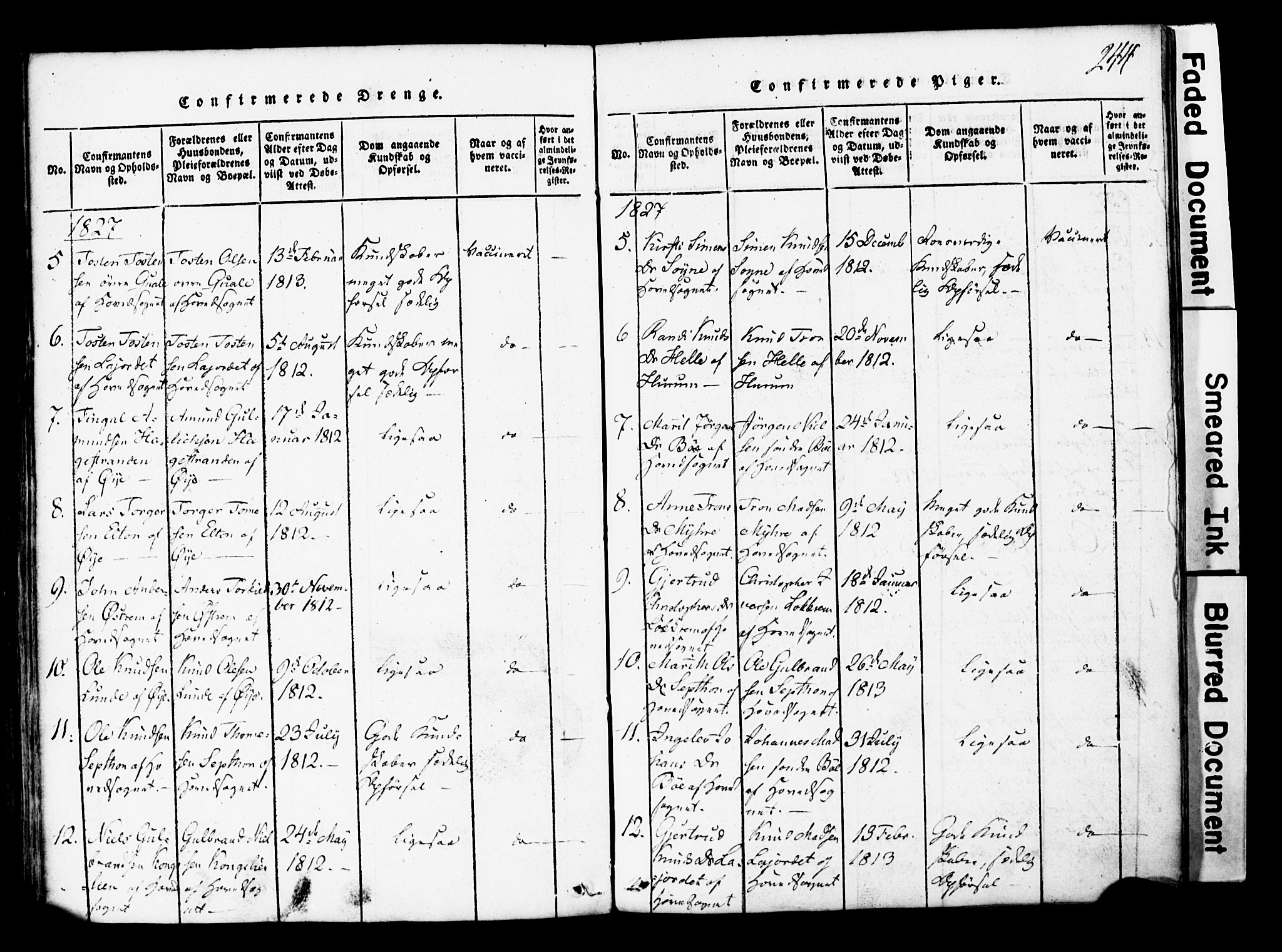 Vang prestekontor, Valdres, AV/SAH-PREST-140/H/Hb/L0001: Klokkerbok nr. 1, 1814-1820, s. 244