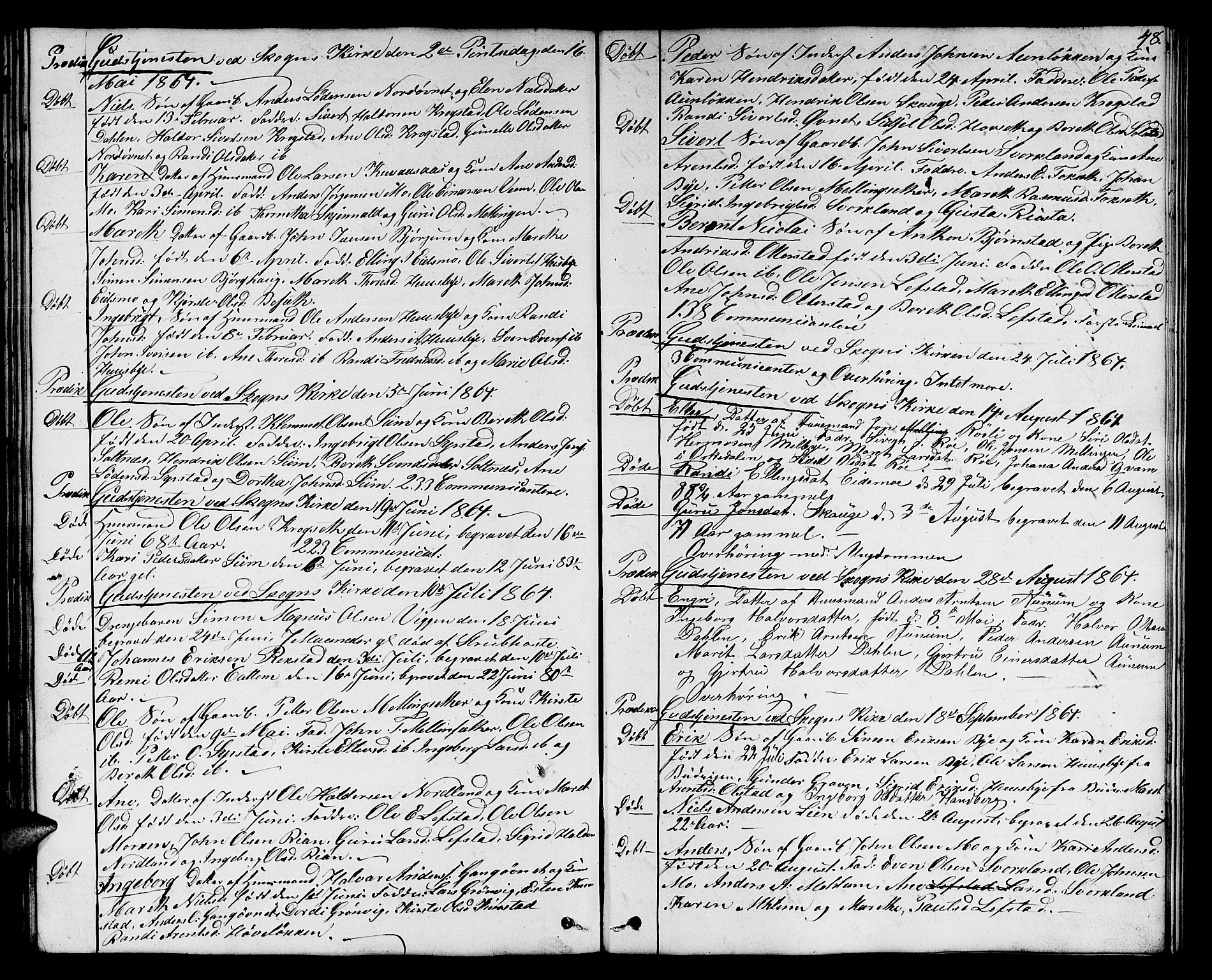 Ministerialprotokoller, klokkerbøker og fødselsregistre - Sør-Trøndelag, SAT/A-1456/667/L0797: Klokkerbok nr. 667C02, 1849-1867, s. 48