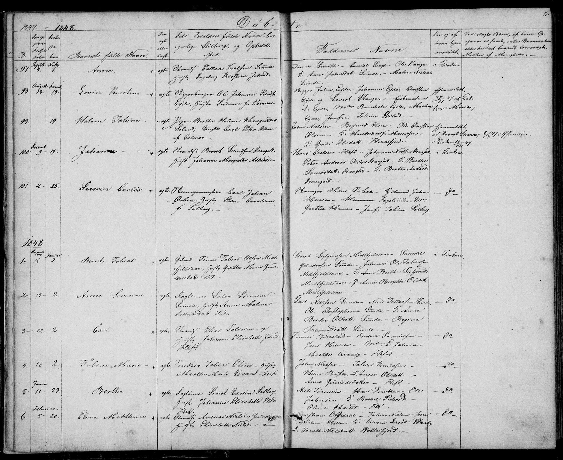 Flekkefjord sokneprestkontor, AV/SAK-1111-0012/F/Fb/Fbc/L0005: Klokkerbok nr. B 5, 1846-1866, s. 15