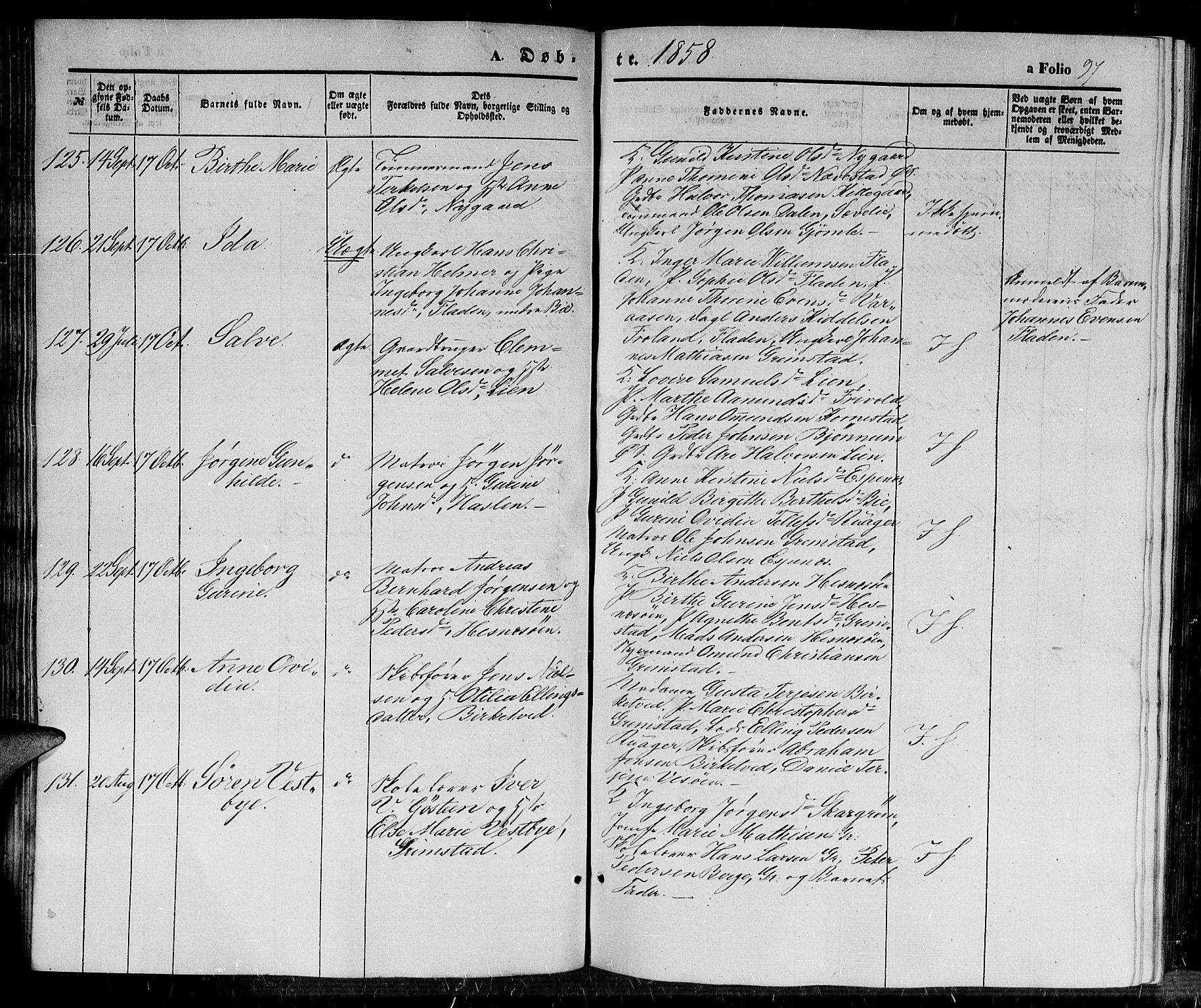 Fjære sokneprestkontor, AV/SAK-1111-0011/F/Fb/L0008: Klokkerbok nr. B 8, 1854-1867, s. 97