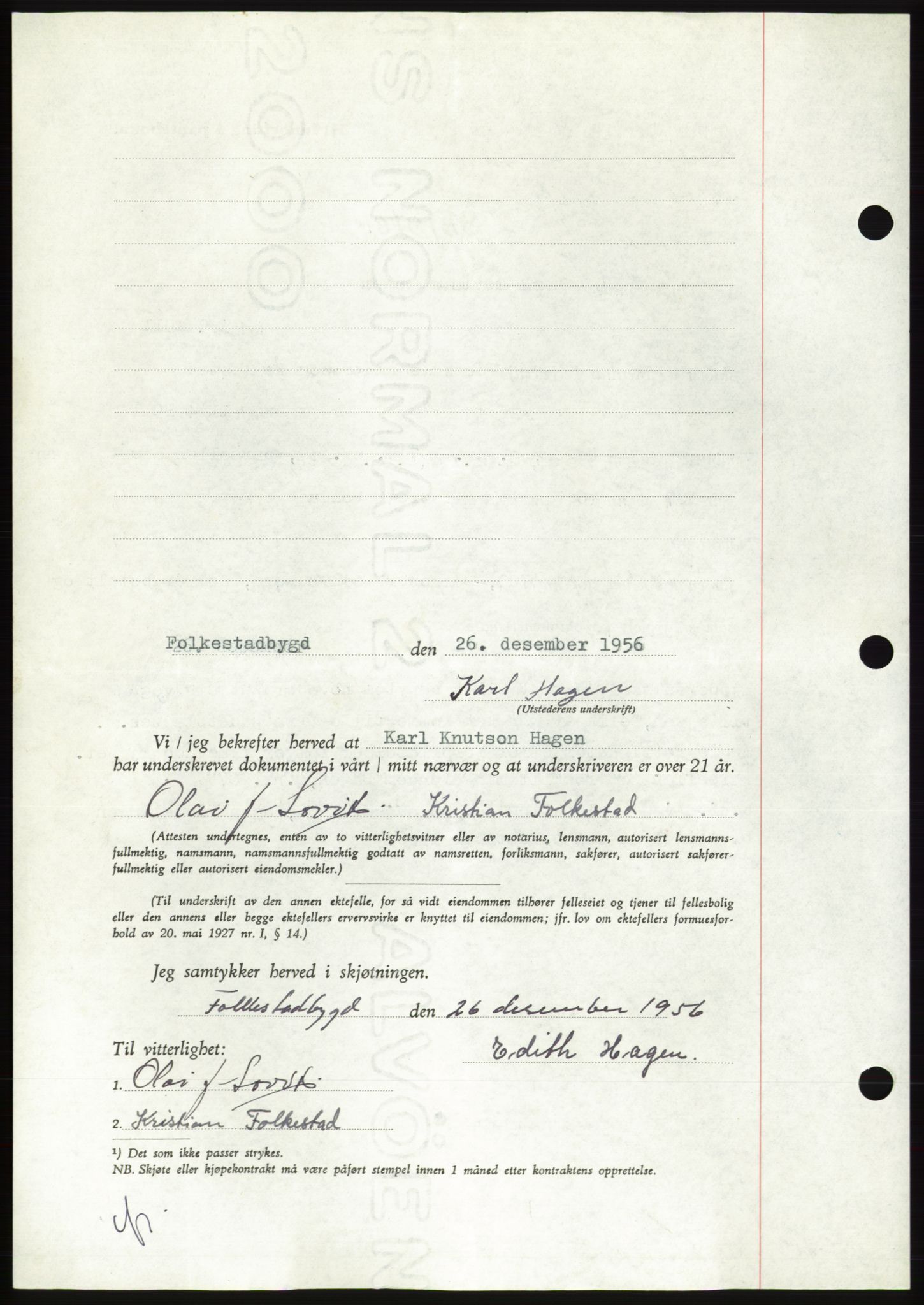 Søre Sunnmøre sorenskriveri, AV/SAT-A-4122/1/2/2C/L0105: Pantebok nr. 31A, 1956-1957, Dagboknr: 2896/1956