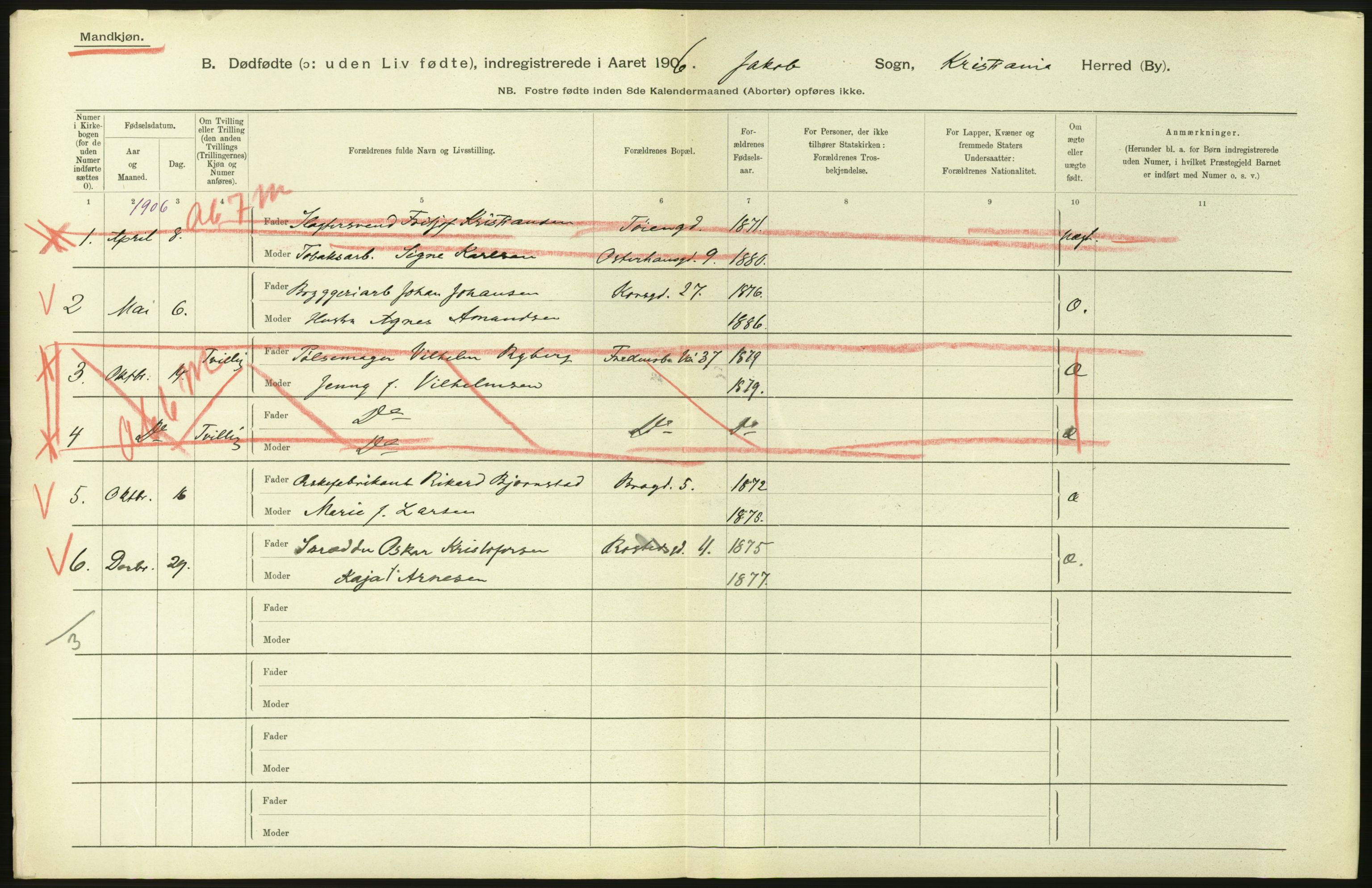 Statistisk sentralbyrå, Sosiodemografiske emner, Befolkning, RA/S-2228/D/Df/Dfa/Dfad/L0010: Kristiania: Døde, dødfødte, 1906, s. 544