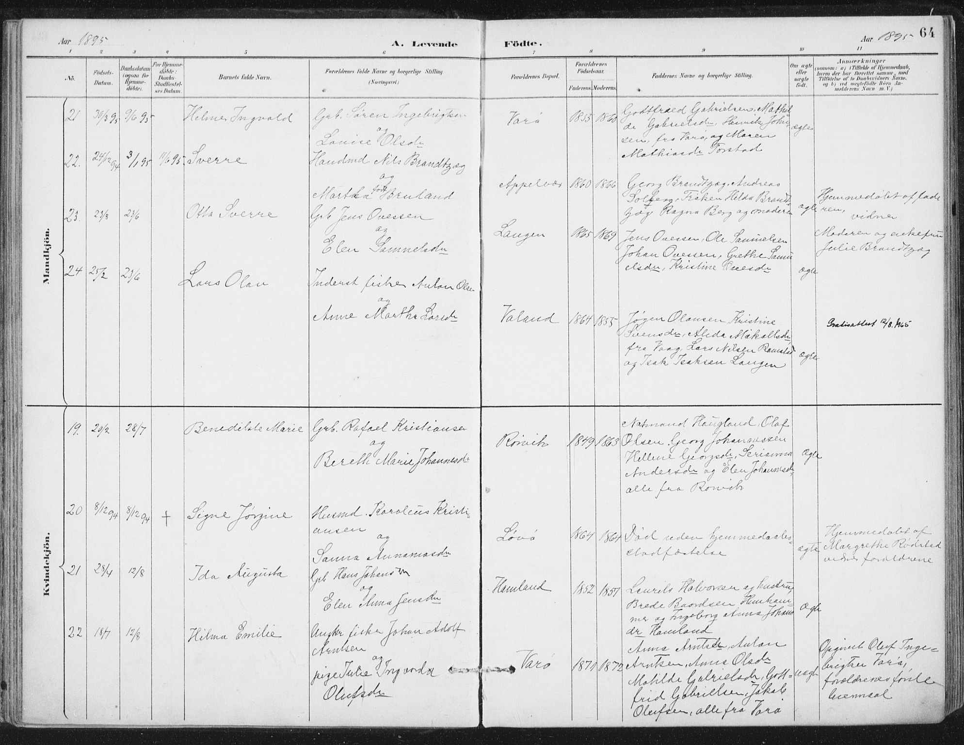 Ministerialprotokoller, klokkerbøker og fødselsregistre - Nord-Trøndelag, AV/SAT-A-1458/784/L0673: Ministerialbok nr. 784A08, 1888-1899, s. 64