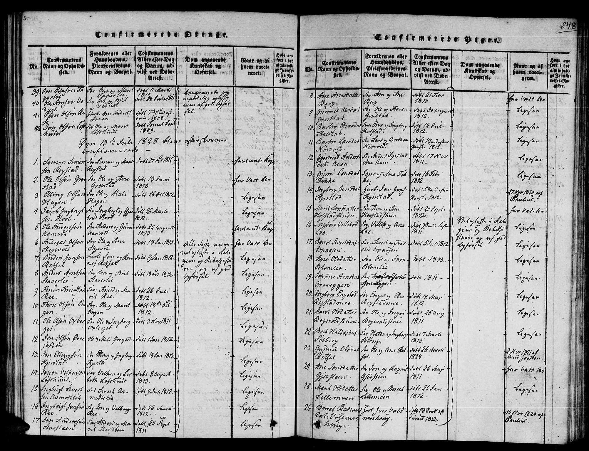 Ministerialprotokoller, klokkerbøker og fødselsregistre - Sør-Trøndelag, SAT/A-1456/672/L0853: Ministerialbok nr. 672A06 /1, 1816-1829, s. 248