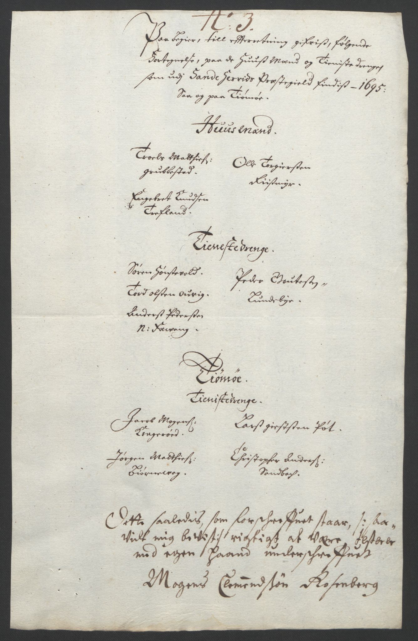 Rentekammeret inntil 1814, Reviderte regnskaper, Fogderegnskap, AV/RA-EA-4092/R33/L1974: Fogderegnskap Larvik grevskap, 1693-1695, s. 268