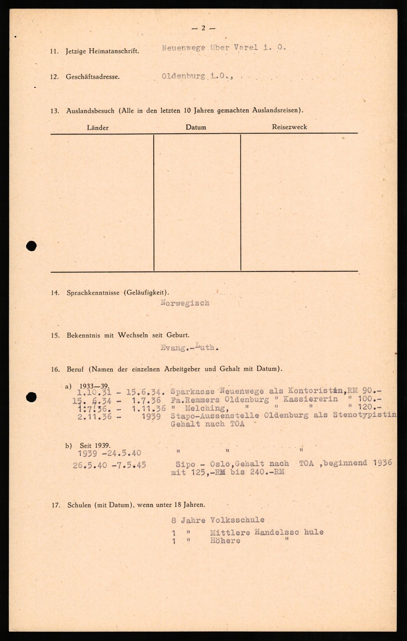 Forsvaret, Forsvarets overkommando II, AV/RA-RAFA-3915/D/Db/L0012: CI Questionaires. Tyske okkupasjonsstyrker i Norge. Tyskere., 1945-1946, s. 110