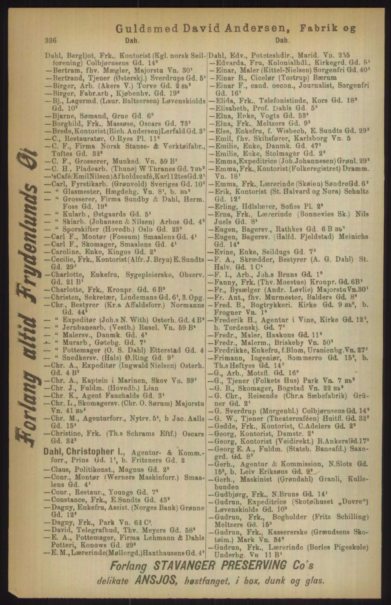 Kristiania/Oslo adressebok, PUBL/-, 1911, s. 336