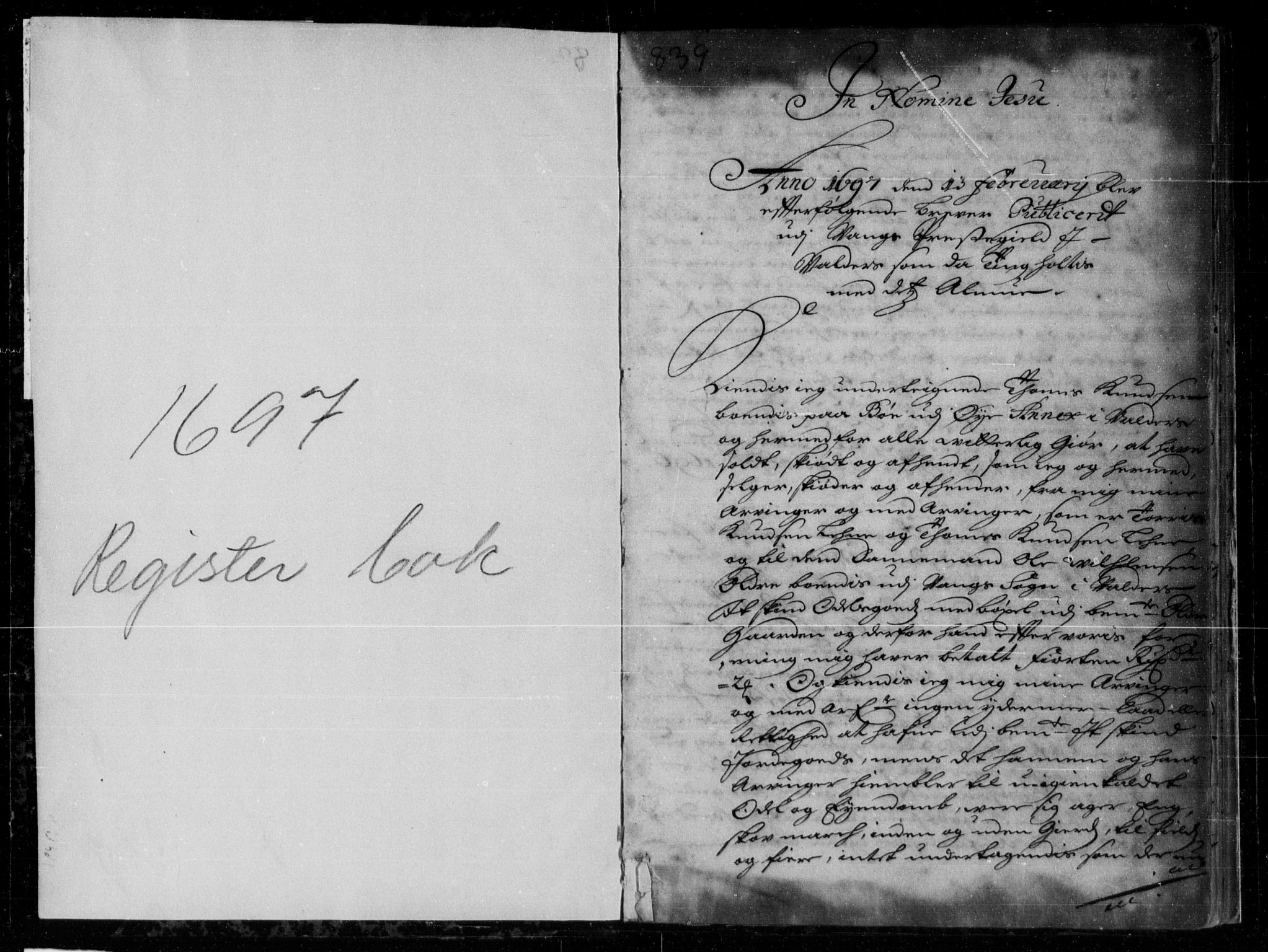 Hadeland, Land og Valdres sorenskriveri, SAH/TING-028/H/Hb/L0002: Pantebok nr. 2, 1697-1697, s. 1