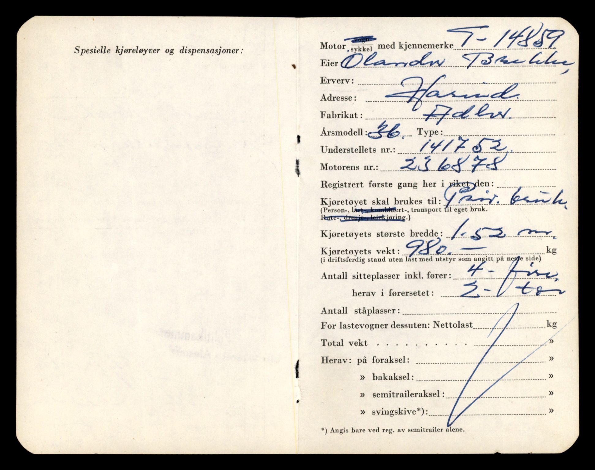 Møre og Romsdal vegkontor - Ålesund trafikkstasjon, AV/SAT-A-4099/F/Fe/L0048: Registreringskort for kjøretøy T 14721 - T 14863, 1927-1998, s. 3203