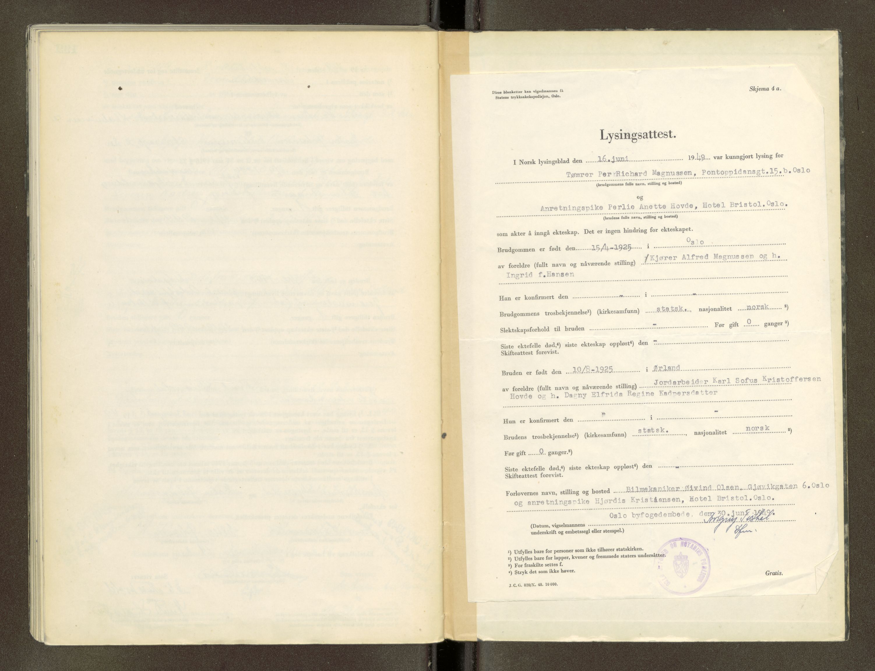 Trondheim byfogd, AV/SAT-A-0003/1/6/6D/L0006: Vigselbøker, 1948-1952