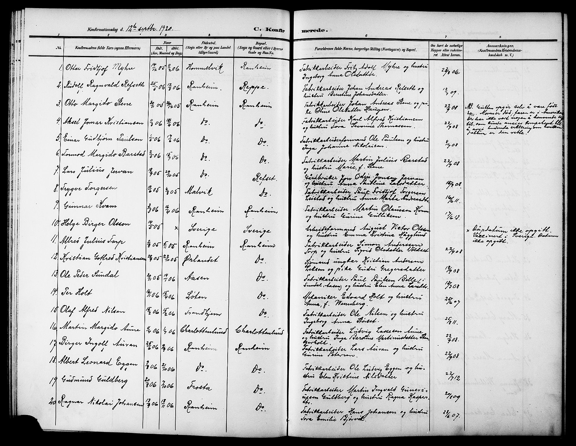 Ministerialprotokoller, klokkerbøker og fødselsregistre - Sør-Trøndelag, AV/SAT-A-1456/615/L0400: Klokkerbok nr. 615C01, 1905-1921