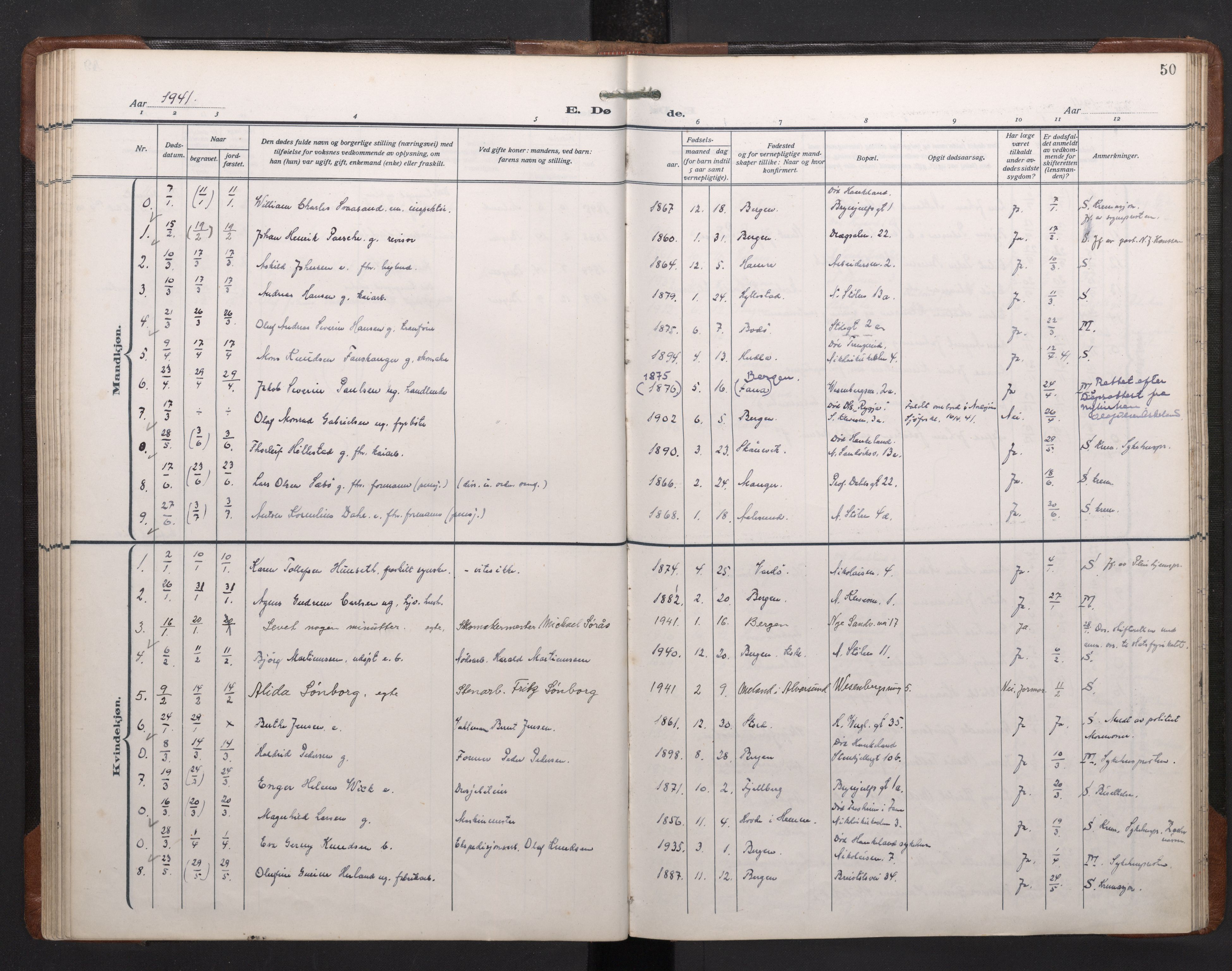 Mariakirken Sokneprestembete, AV/SAB-A-76901/H/Haa/L0020: Ministerialbok nr. E 1, 1918-1956, s. 49b-50a