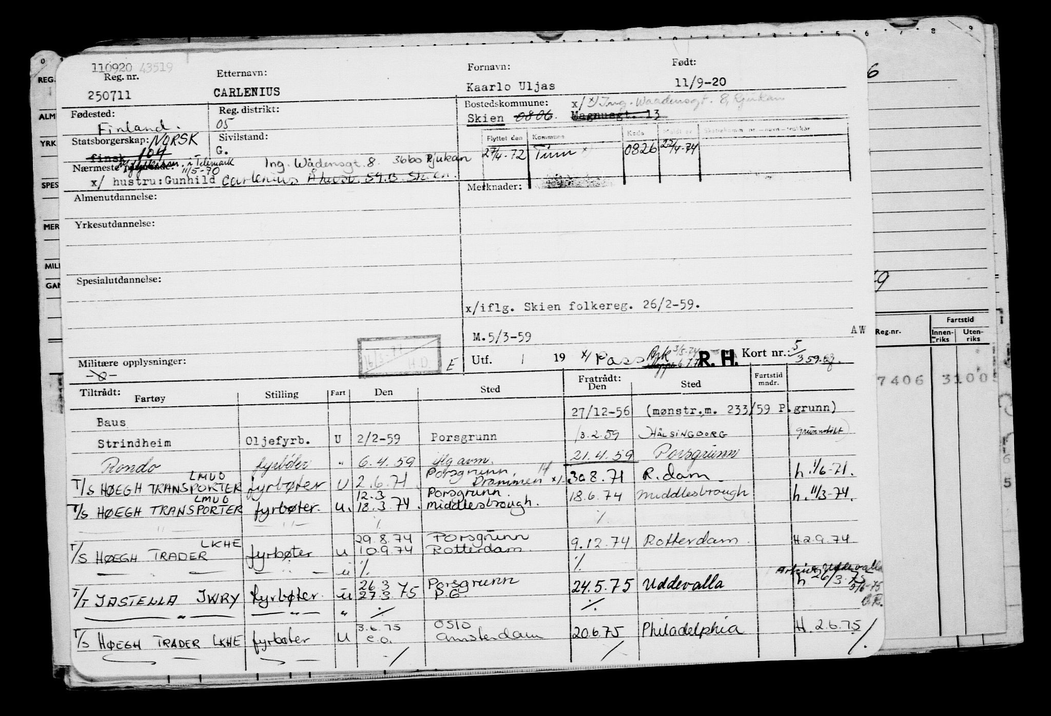 Direktoratet for sjømenn, AV/RA-S-3545/G/Gb/L0185: Hovedkort, 1920, s. 241