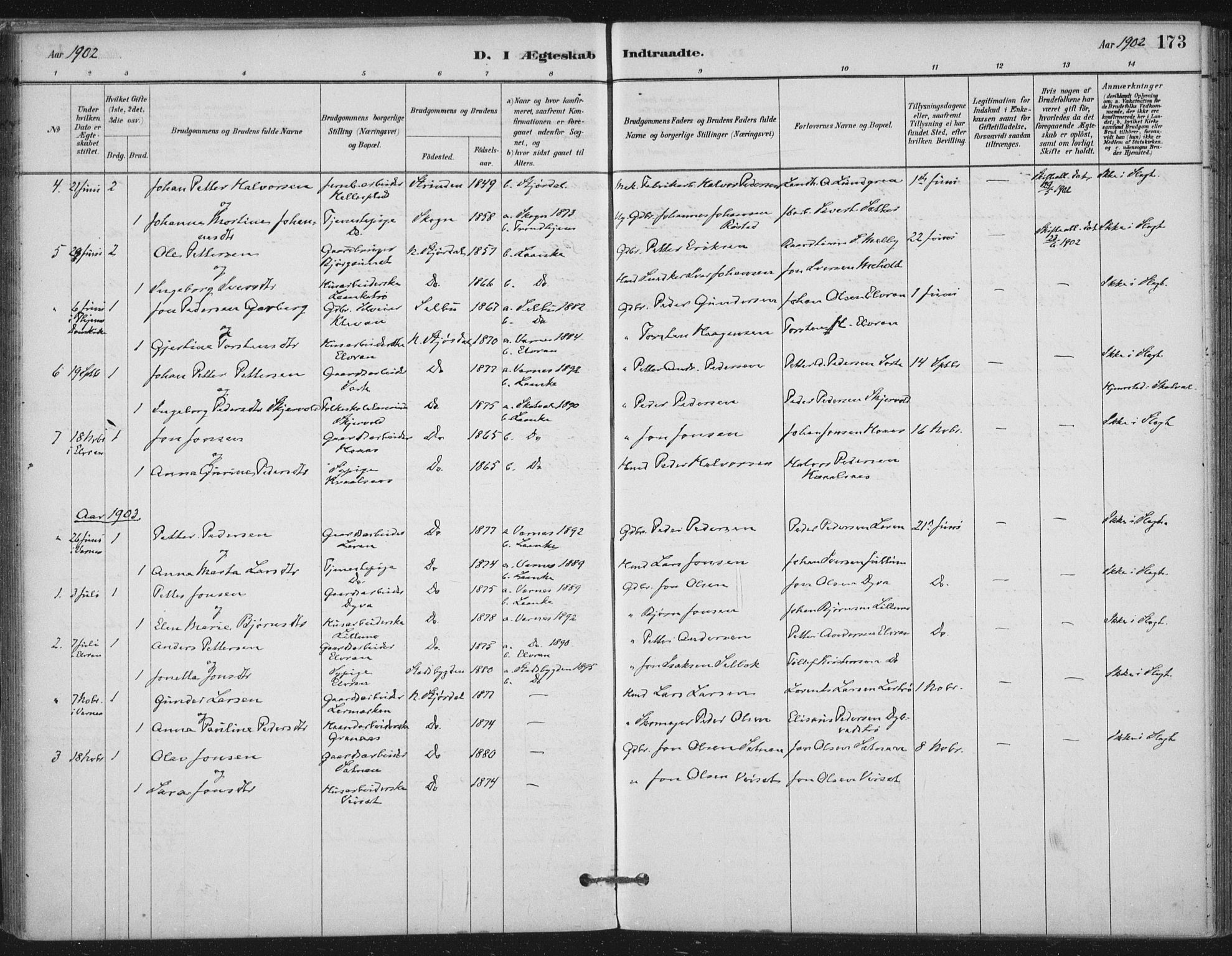 Ministerialprotokoller, klokkerbøker og fødselsregistre - Nord-Trøndelag, AV/SAT-A-1458/710/L0095: Ministerialbok nr. 710A01, 1880-1914, s. 173