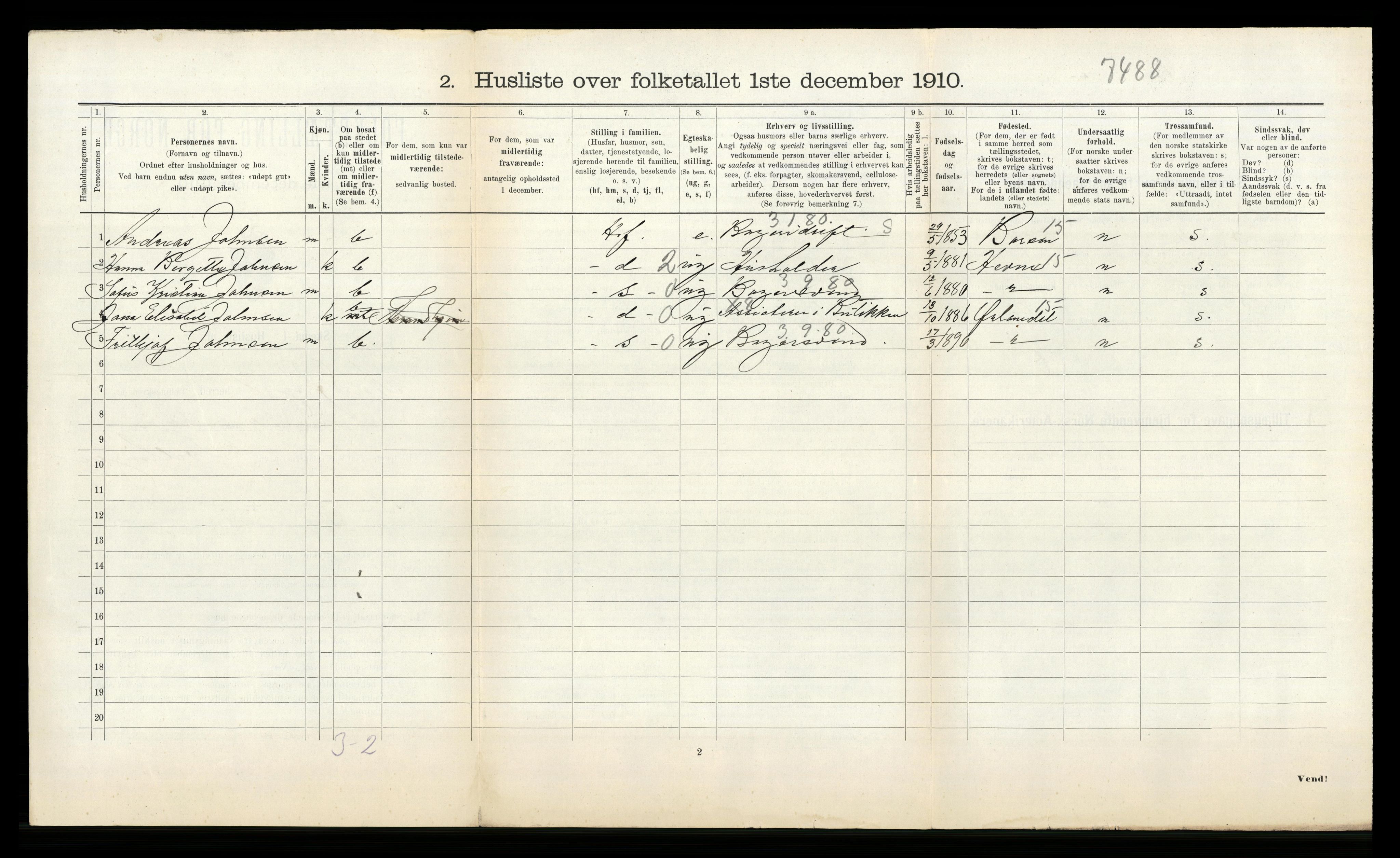 RA, Folketelling 1910 for 1620 Nord-Frøya herred, 1910, s. 549