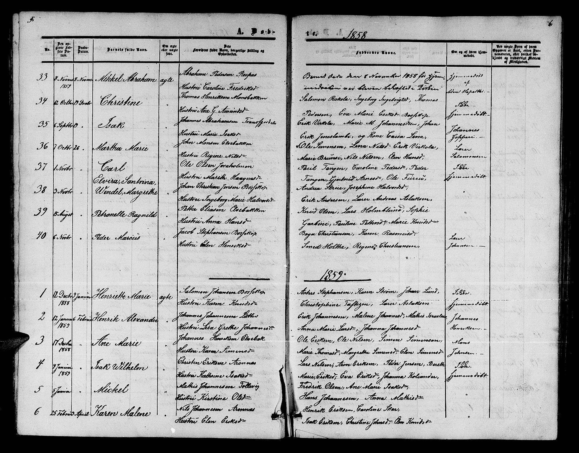 Alta sokneprestkontor, AV/SATØ-S-1338/H/Hb/L0001.klokk: Klokkerbok nr. 1, 1858-1878, s. 5-6