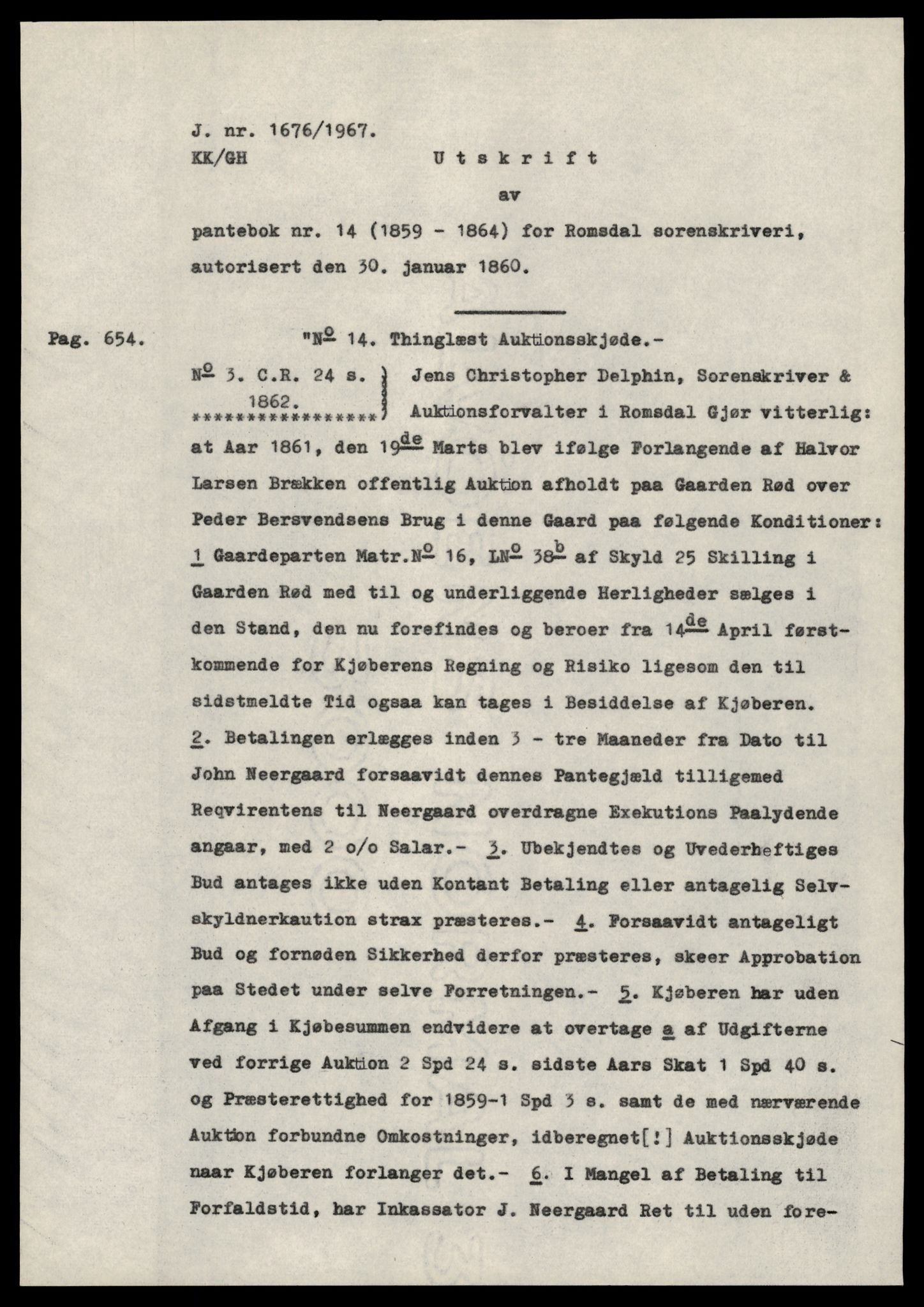 Statsarkivet i Trondheim, AV/SAT-A-4183/J/Jd/L0008: Pantebok 14, 651 -, 1862-1864