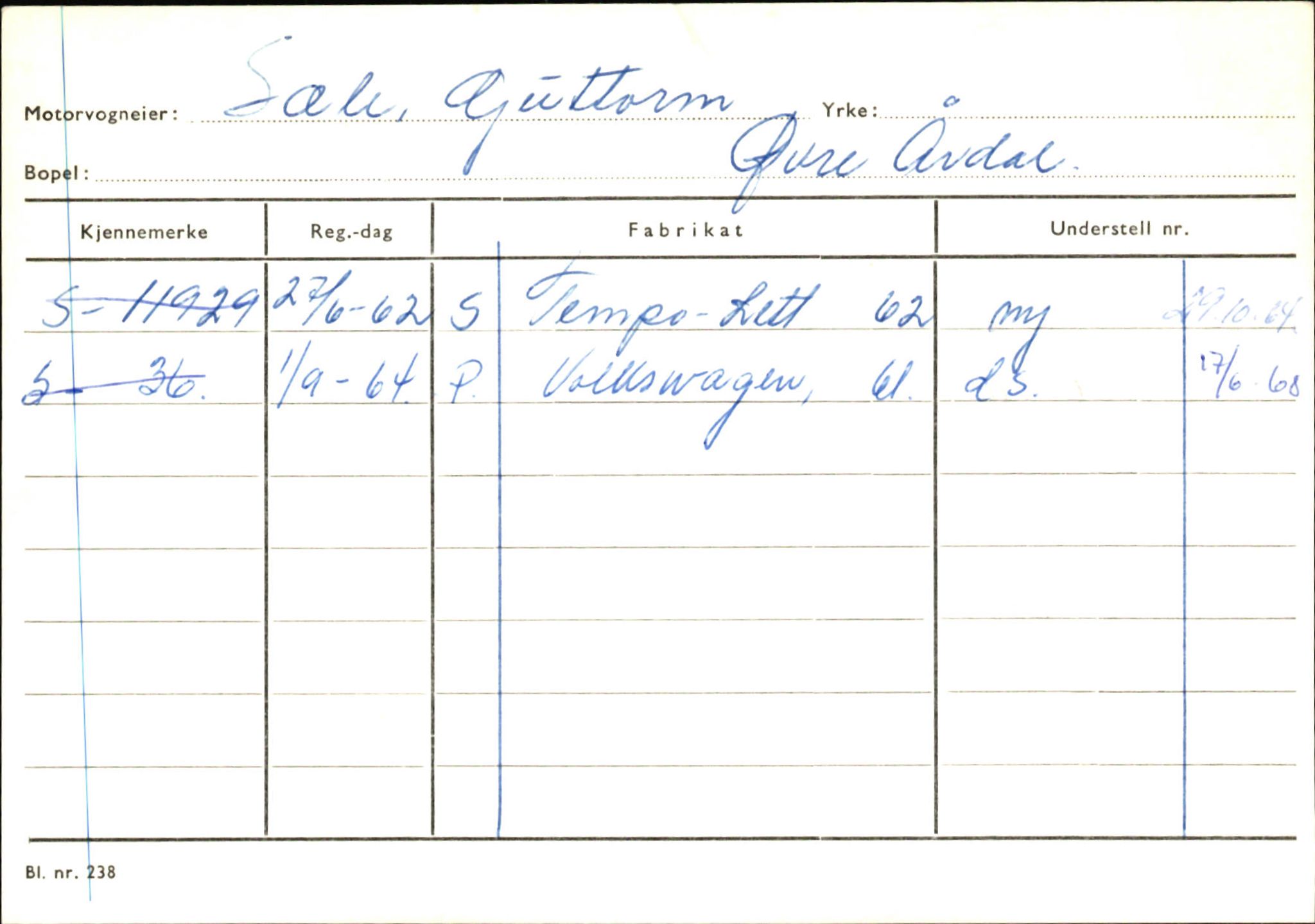 Statens vegvesen, Sogn og Fjordane vegkontor, AV/SAB-A-5301/4/F/L0146: Registerkort Årdal R-Å samt diverse kort, 1945-1975, s. 758