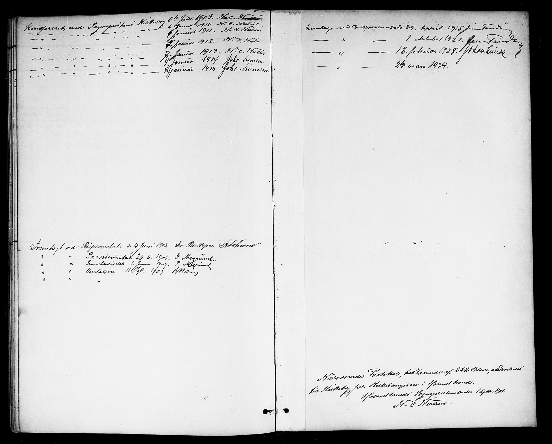 Holmestrand kirkebøker, AV/SAKO-A-346/G/Ga/L0006: Klokkerbok nr. 6, 1901-1923