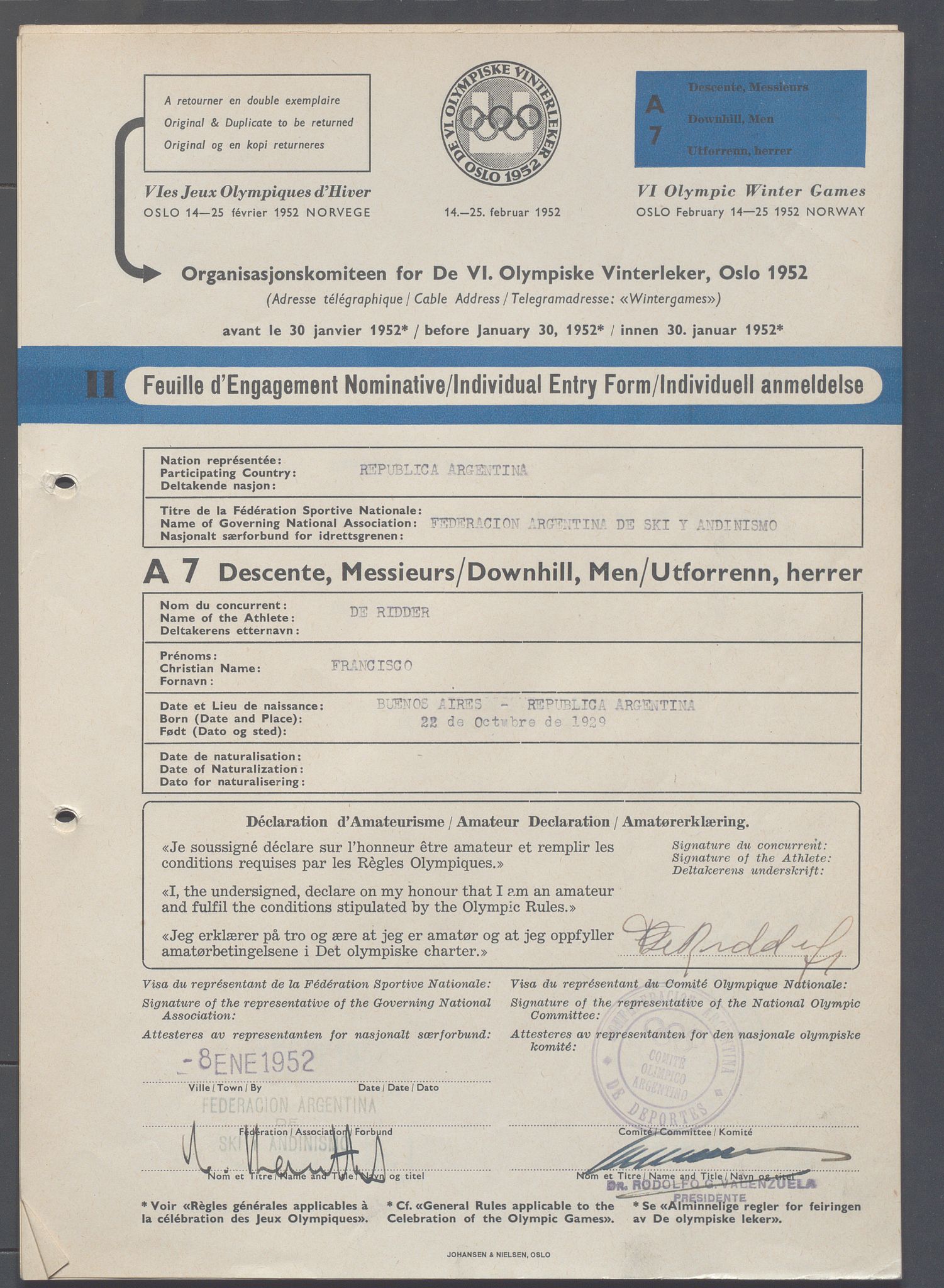 Organisasjonskomiteen for de VI. olympiske vinterleker, OBA/A-20130/H/Ha, 1951-1952, s. 385