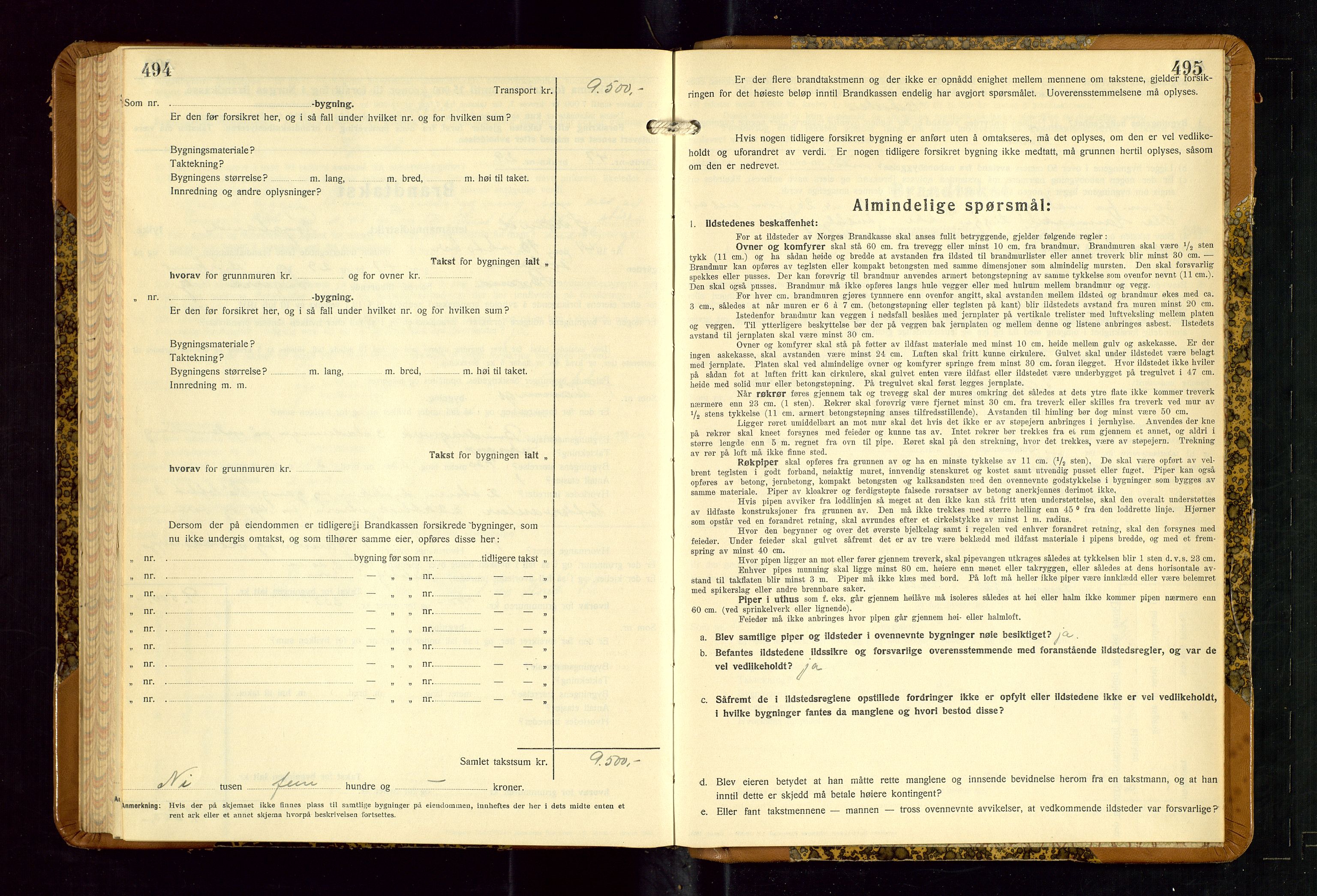 Strand og Forsand lensmannskontor, AV/SAST-A-100451/Gob/L0001: Branntakstprotokoll, 1935-1942, s. 494-495