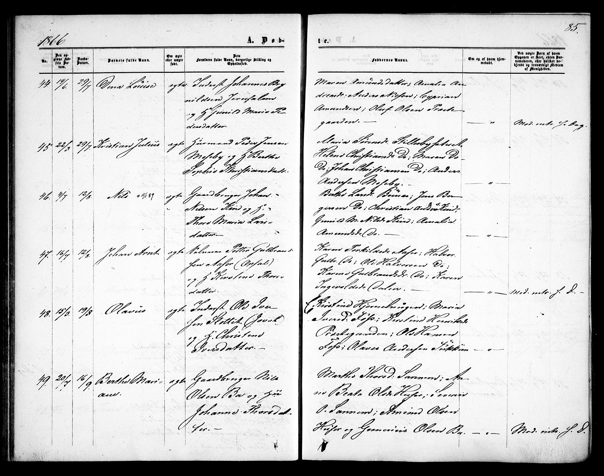 Rødenes prestekontor Kirkebøker, AV/SAO-A-2005/F/Fa/L0007: Ministerialbok nr. I 7, 1860-1869, s. 85