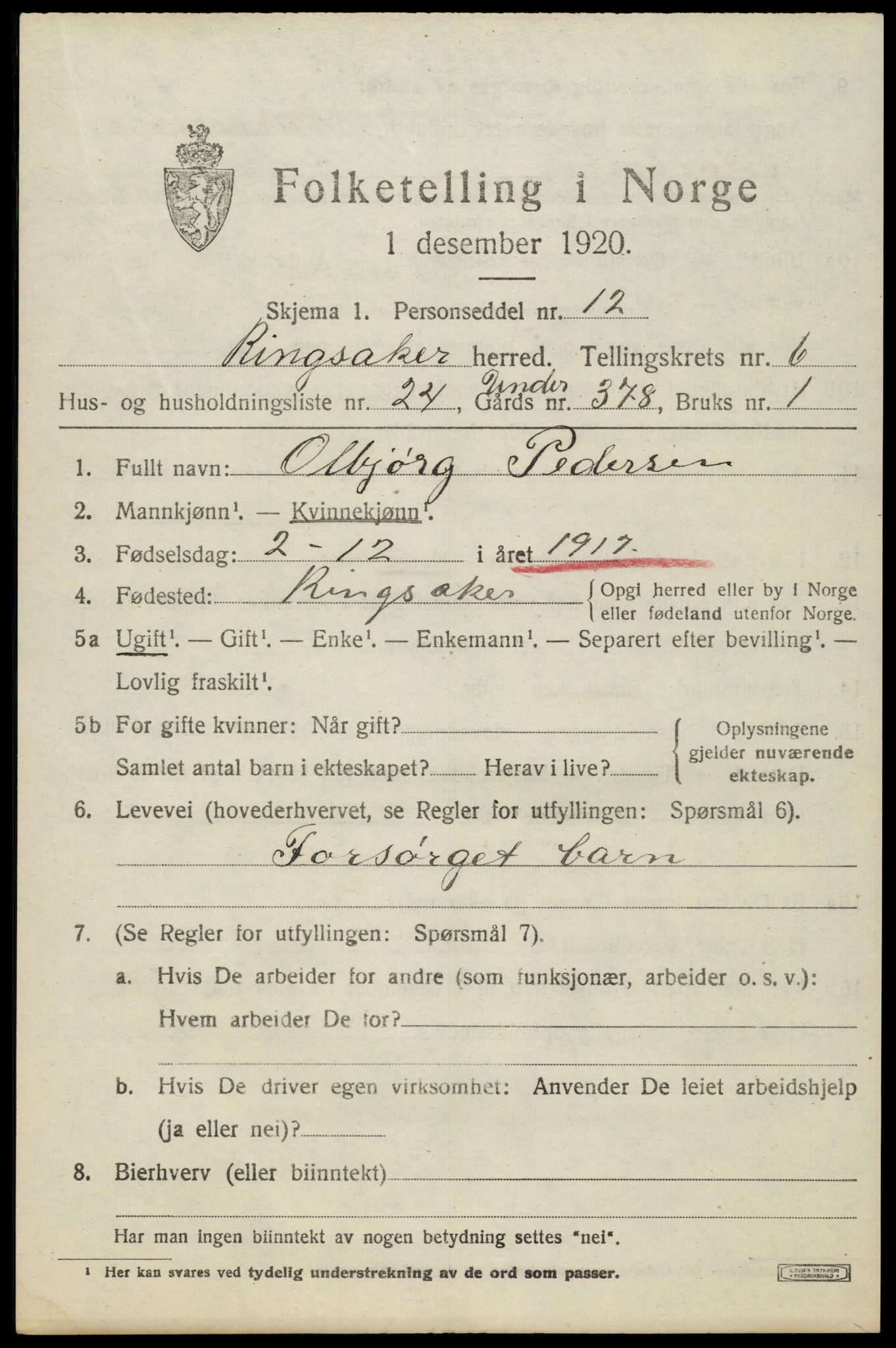 SAH, Folketelling 1920 for 0412 Ringsaker herred, 1920, s. 11564